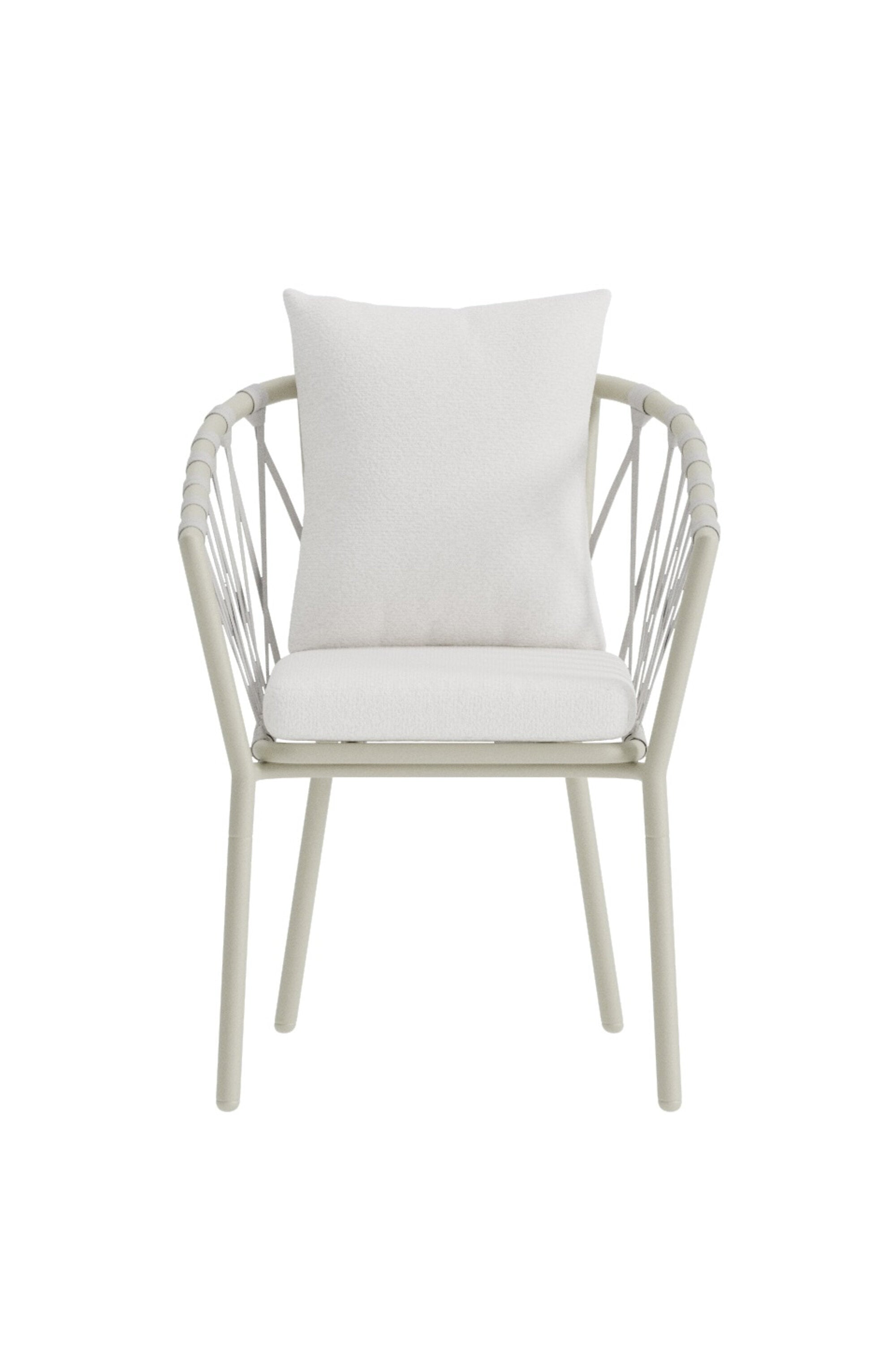 Linos Esszimmerstuhl in Weiss präsentiert im Onlineshop von KAQTU Design AG. Gartenstuhl mit Armlehnen ist von Venture Home