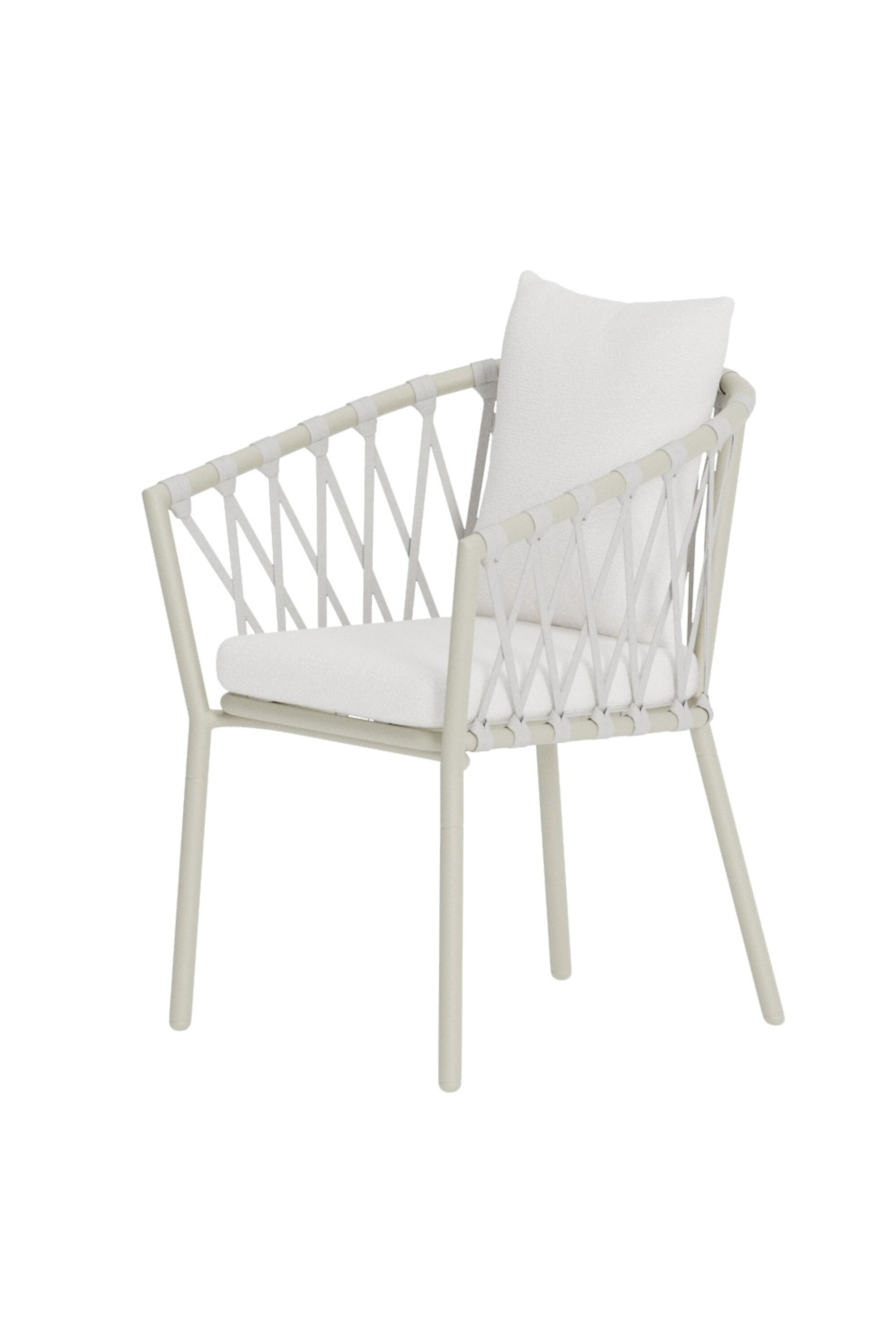 Linos Esszimmerstuhl in Weiss präsentiert im Onlineshop von KAQTU Design AG. Gartenstuhl mit Armlehnen ist von Venture Home
