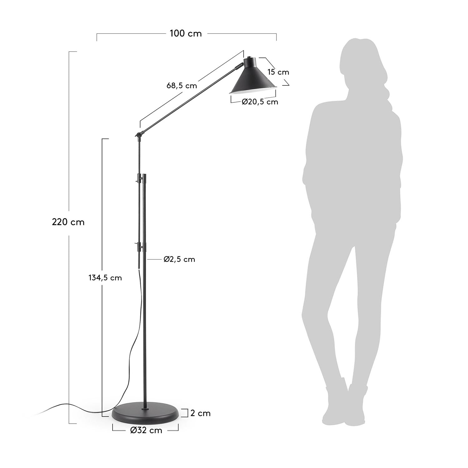 Die Dione Stehlampe von Kave Home vereint modernes Design mit Funktionalität. Flexibel einstellbar, ideal für jede Stimmung und jeden Raum.