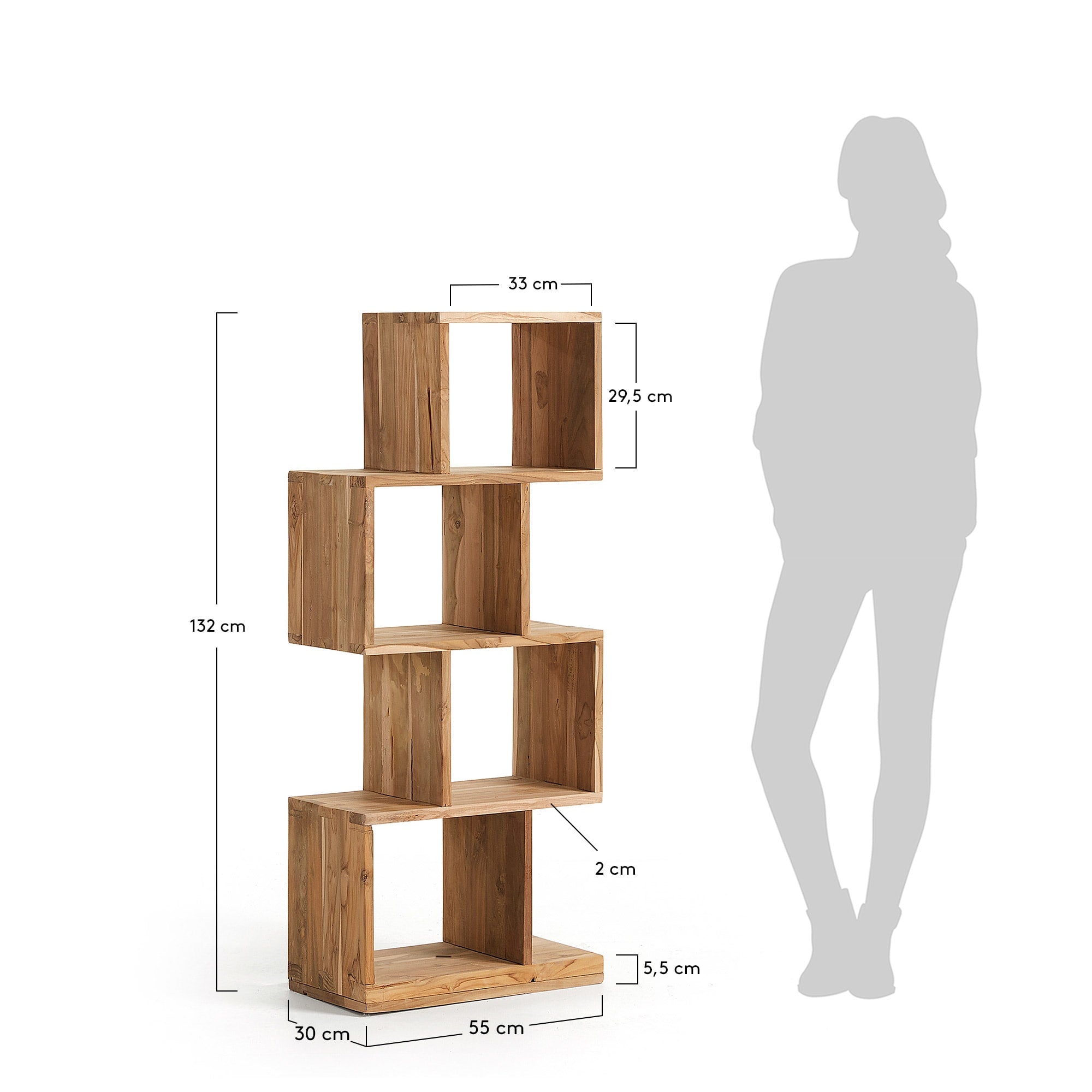 Das Aroba Regal aus recyceltem Teakholz von Kave Home verbindet umweltfreundliche Materialien mit stilvollem Design. Perfekt für jedes Zuhause.