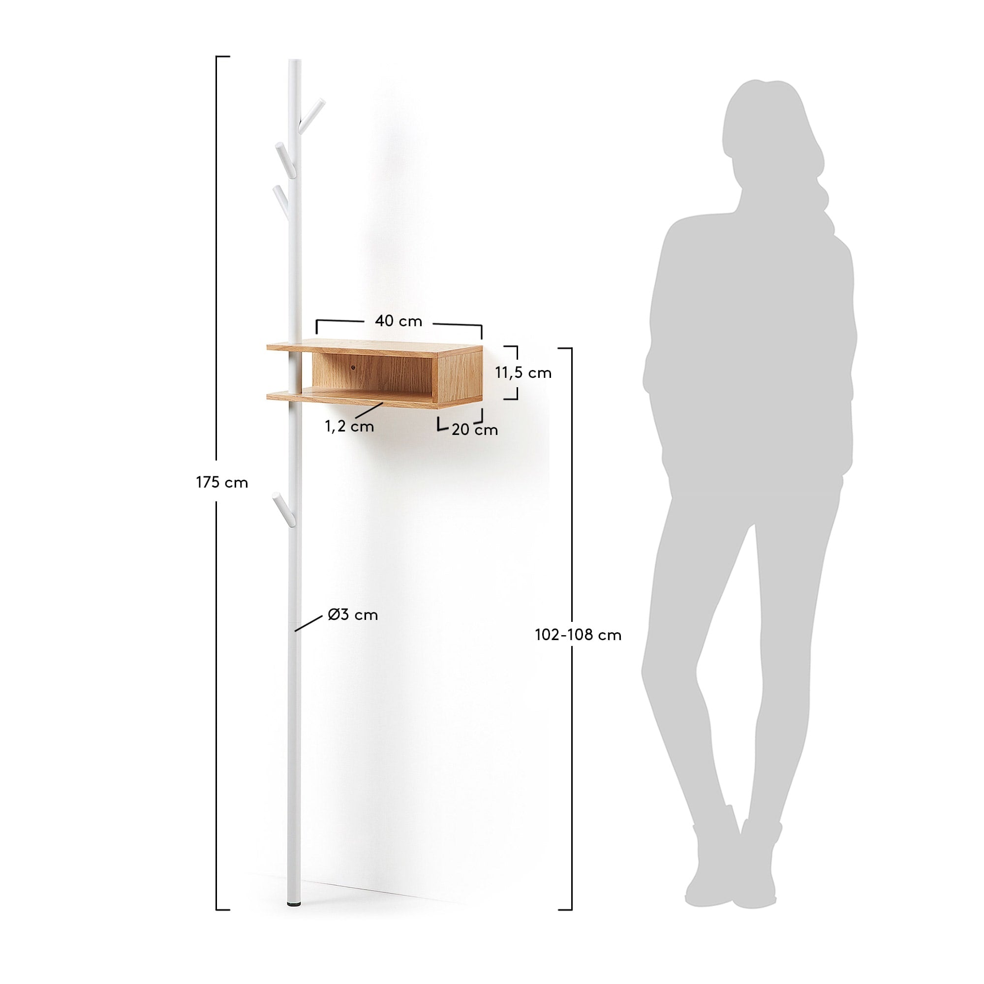 Die Benny Garderobe von Kave Home: 175 cm hoch, aus hochwertigem Holz, bietet stilvollen Stauraum und passt perfekt in jedes Zuhause.