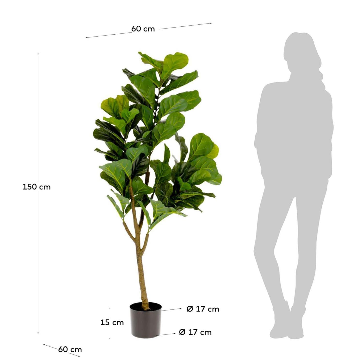 Ficus Kunstpflanze 150 cm von Kave Home: Urbanes Gartenflair, realistische Blätter, pflegeleicht, vielseitig kombinierbar.