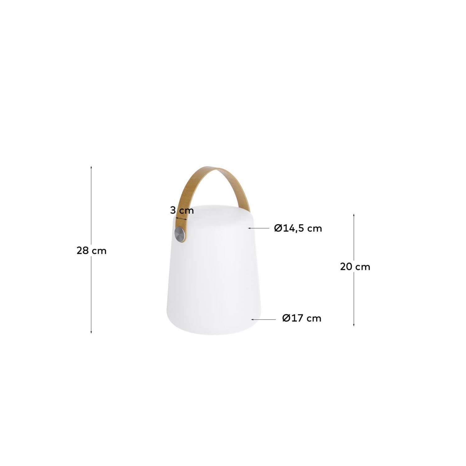 Die tragbare Dialma Tischlampe von Kave Home vereint Flexibilität und Stil mit hochwertigem Polyethylen und Kunstledergriff.