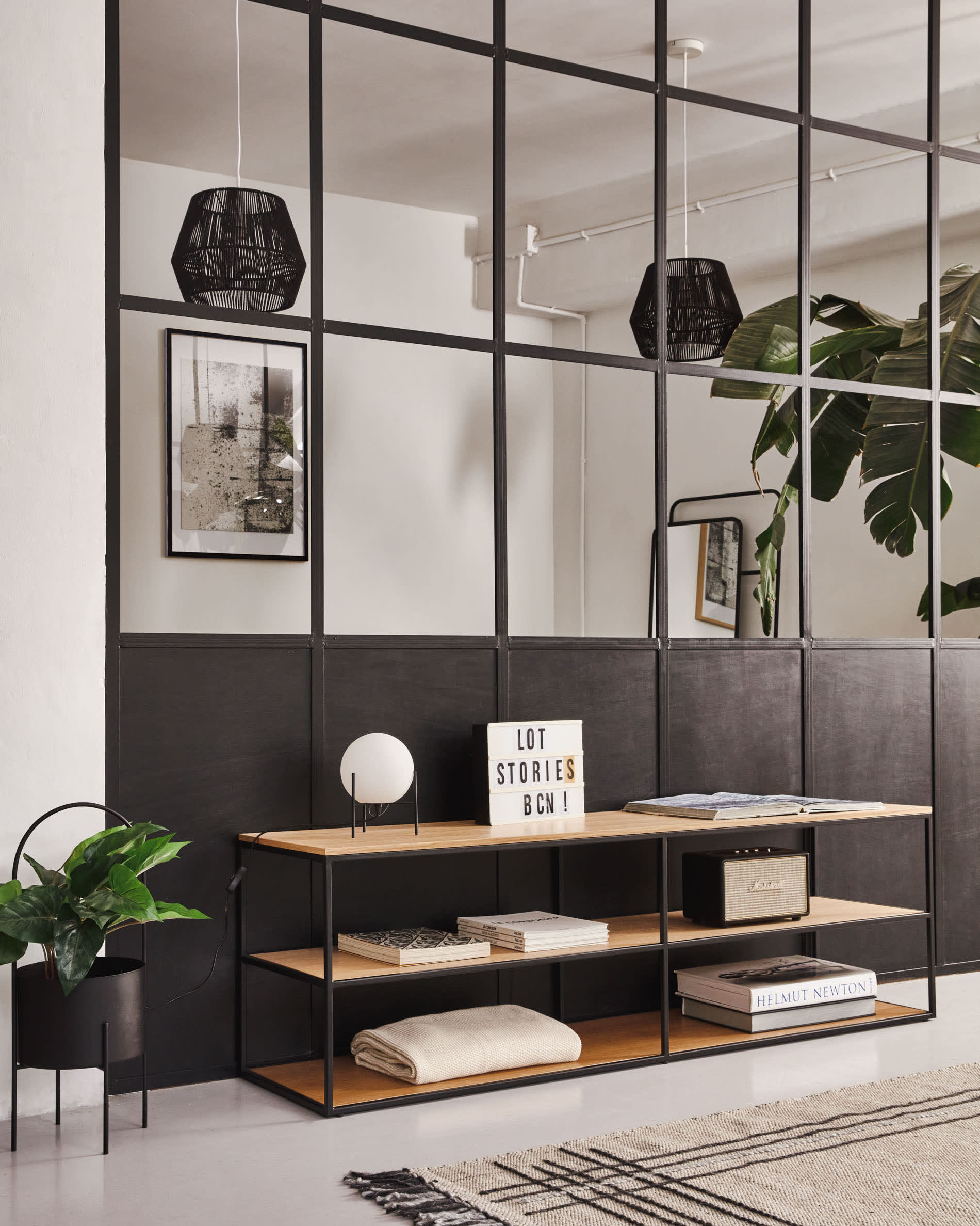 Moderner schwarzer Baumwoll-Lampenschirm von Kave Home, Ø 36,5 cm, ideal für stilvolle Deckenlampen.