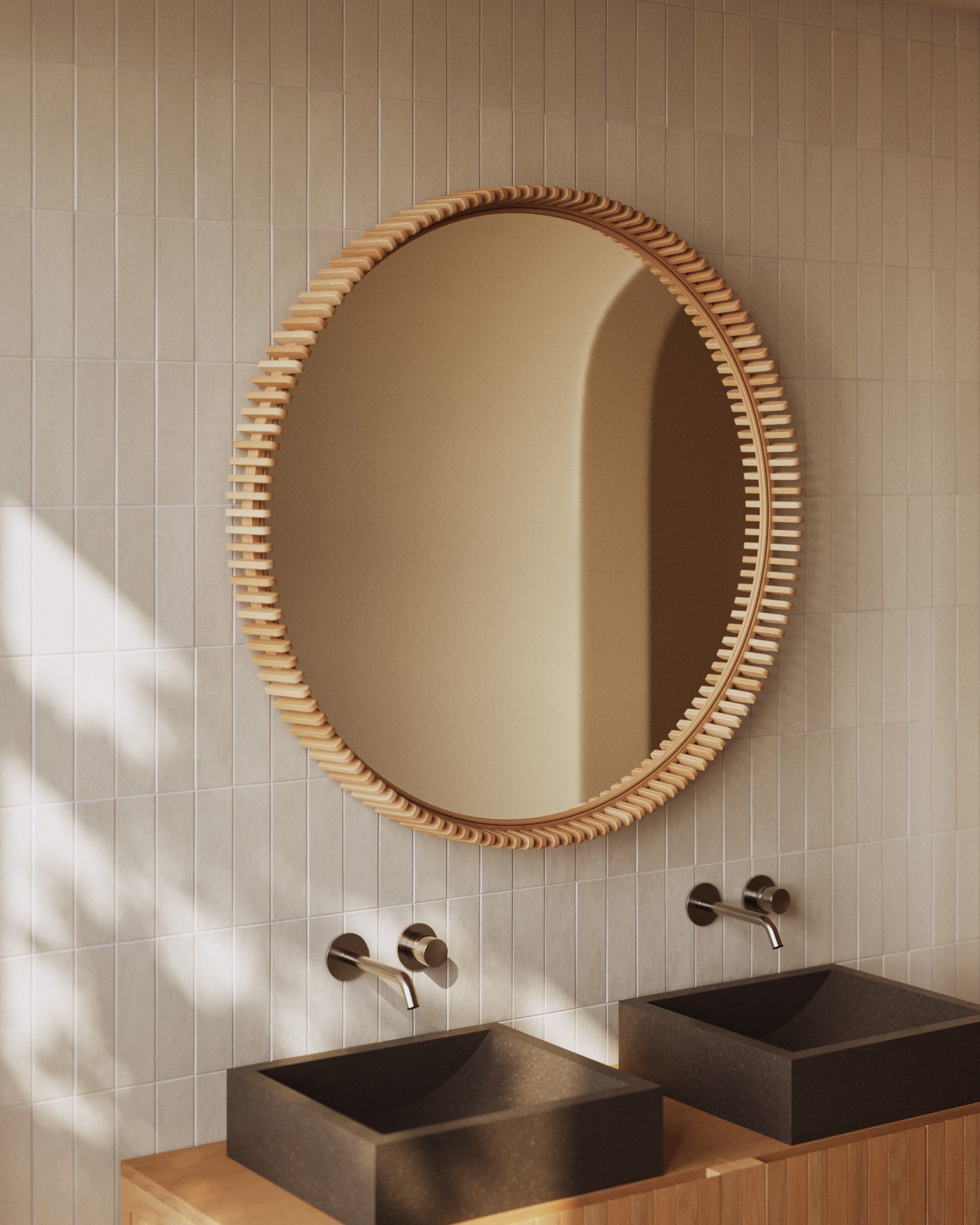 Moderner Aufsatzwaschtisch Delina aus schwarzem Terrazzo, 40x45 cm, von Kave Home. Stilvoll für Ihr Badezimmer.