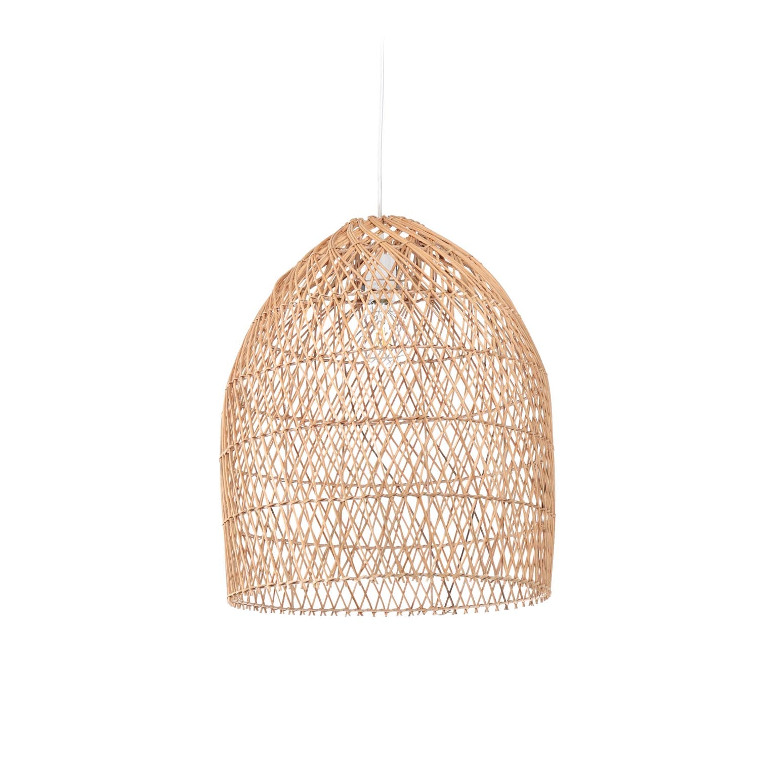 Lampenschirm Domitila Rattan Ø 44 cm: Handgeflochten, natürliches Finish, ideal für Boho-Stil, langlebig und elegant.