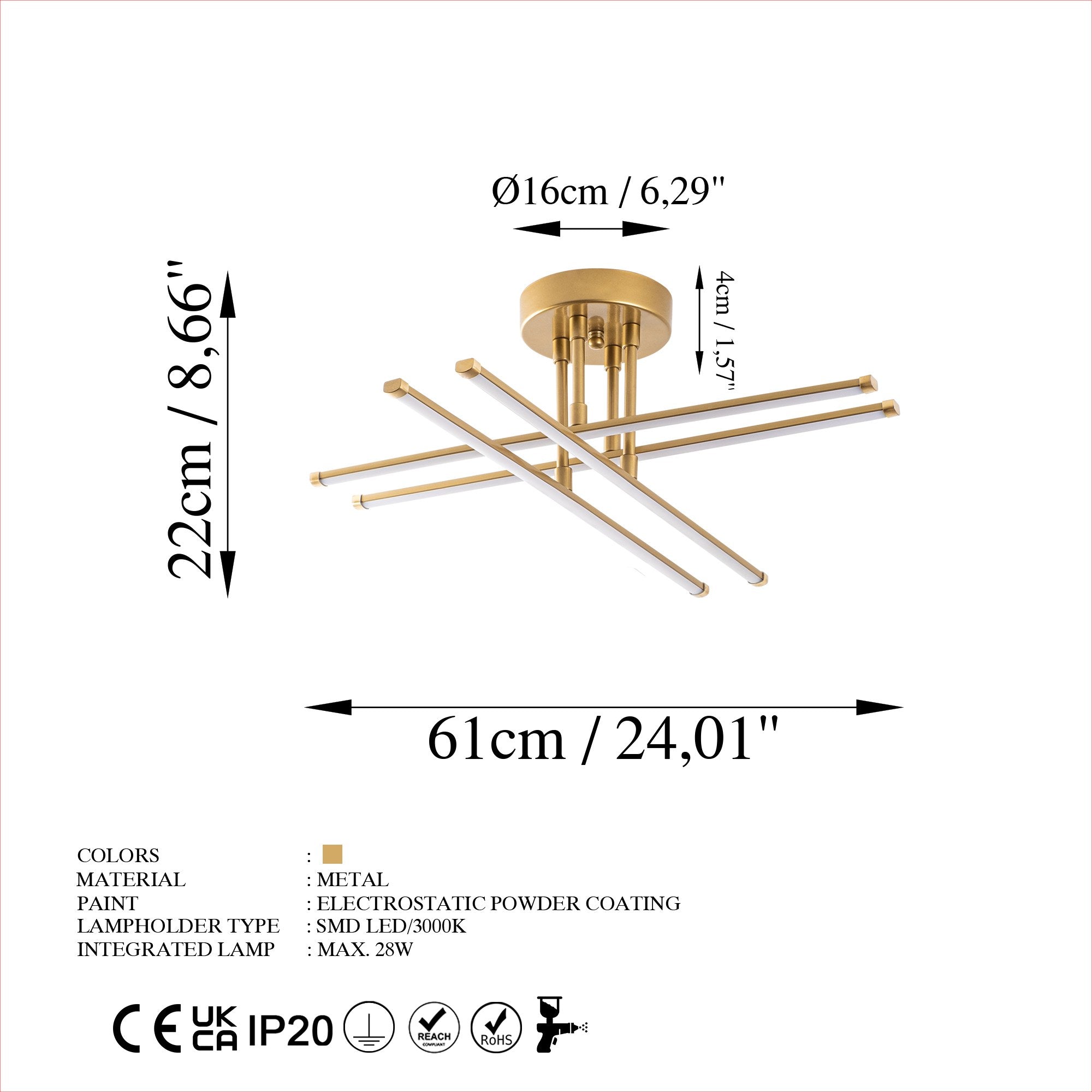 Verleihen Sie Ihrem Raum mit der goldenen Deckenleuchte Exhaust-13664 von Opviq einen Hauch von Luxus und zeitloser Eleganz.