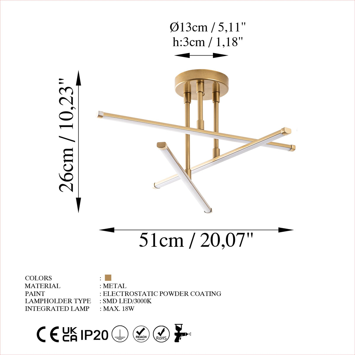 Ledflower Deckenleuchte - Gold in Gold präsentiert im Onlineshop von KAQTU Design AG. Deckenleuchte ist von Opviq