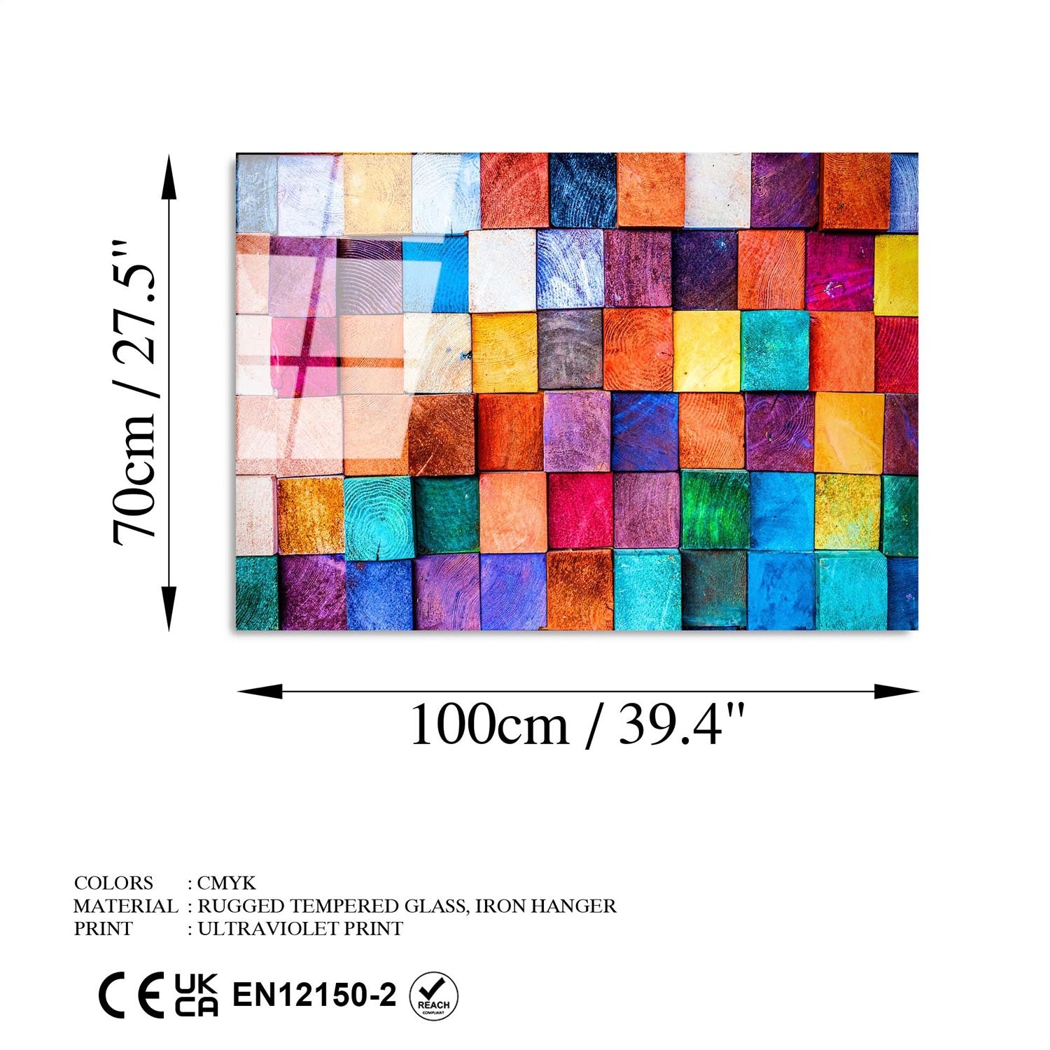 Verleihen Sie Ihrem Zuhause mit dem UV-Bild von Wallity, einem 70 x 100 cm großen Kunstwerk aus gehärtetem Glas, einen Hauch von Stil und Farbe.