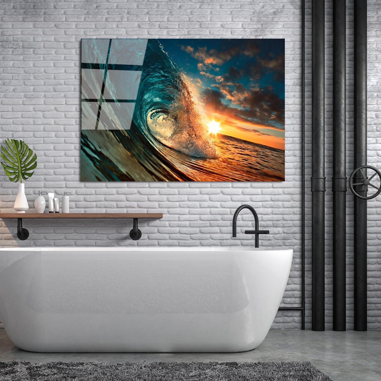 Bringen Sie Farbe und Stil in Ihr Zuhause mit dem mehrfarbigen UV-Bild von Wallity. Dieses gehärtete Glasgemälde vereint Kunst und Sicherheit!