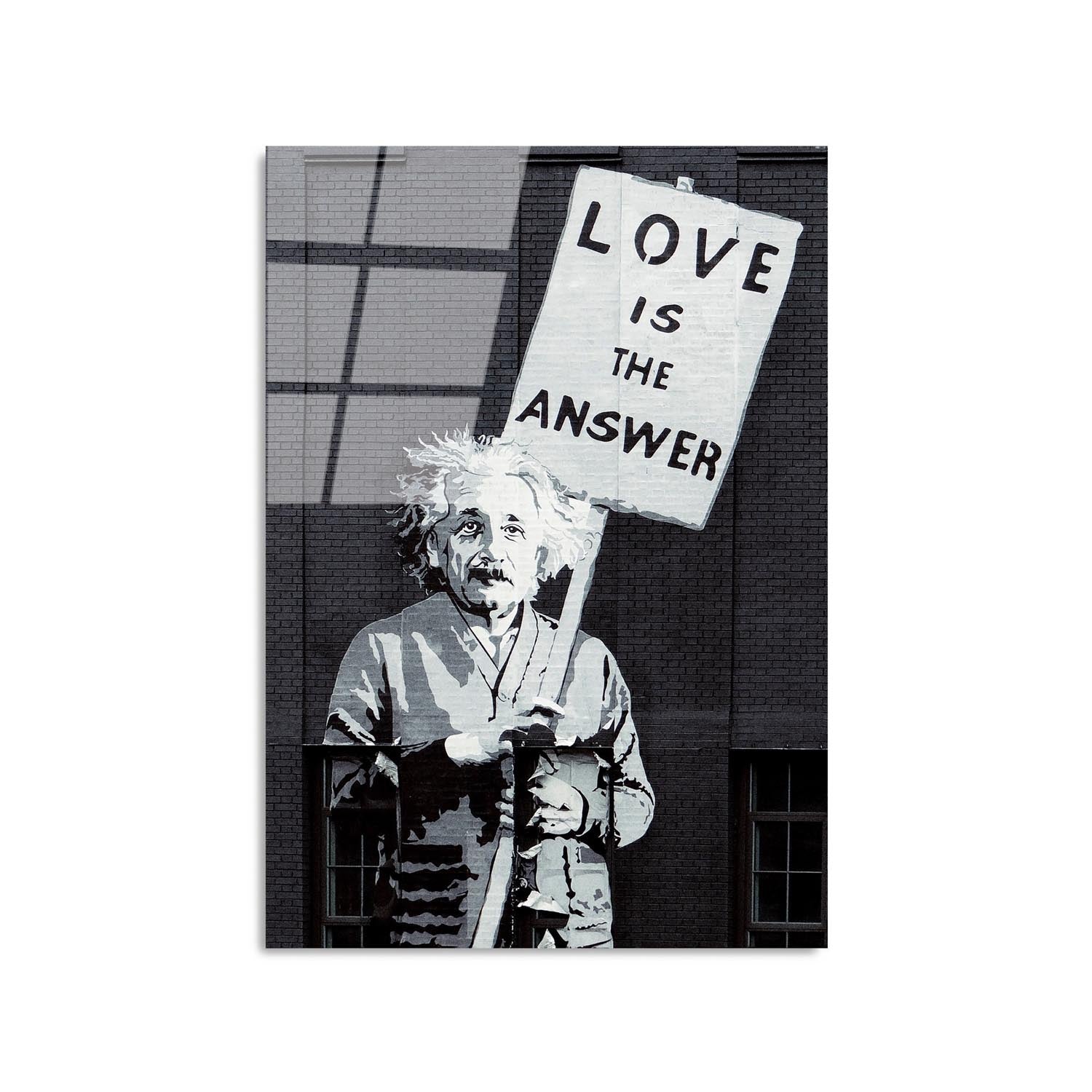 Verleihen Sie Ihrem Raum mit dem mehrfarbigen UV-Bild von Wallity einen Hauch von Banksys einzigartiger Kunst. Langlebig und stilvoll!