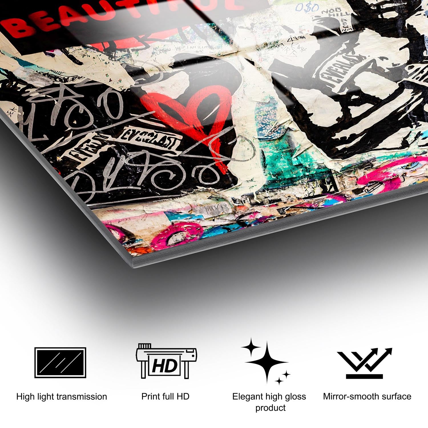 Entdecken Sie die faszinierende Kunst von Banksy mit Wallitys mehrfarbigem UV-Bild – ein elegantes, langlebiges Kunstwerk aus gehärtetem Glas.