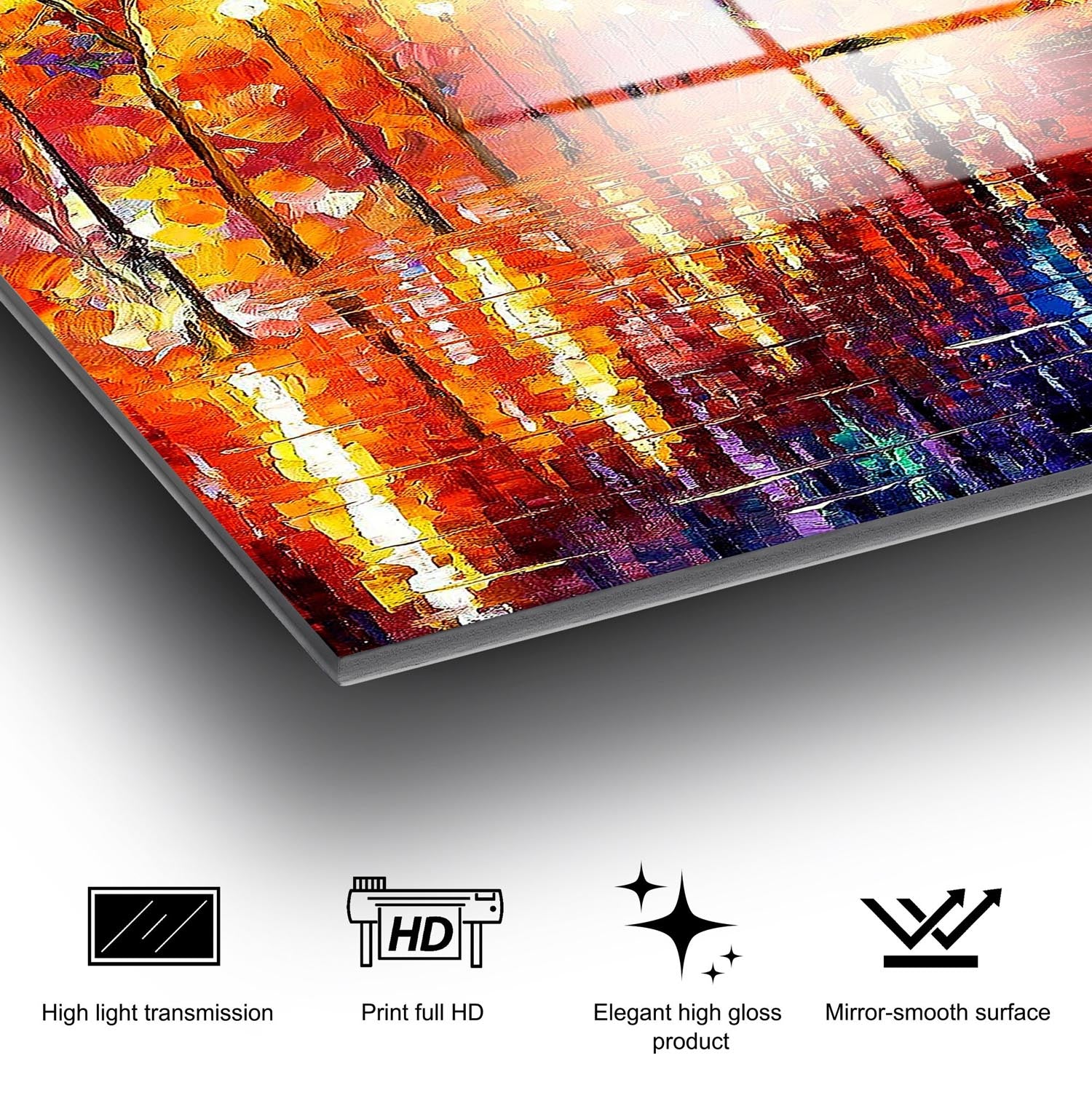 Entdecken Sie das UV-416 von Wallity: Ein faszinierendes, mehrfarbiges Kunstwerk aus 100% gehärtetem Glas, das Eleganz und Stil in Ihr Zuhause bringt.