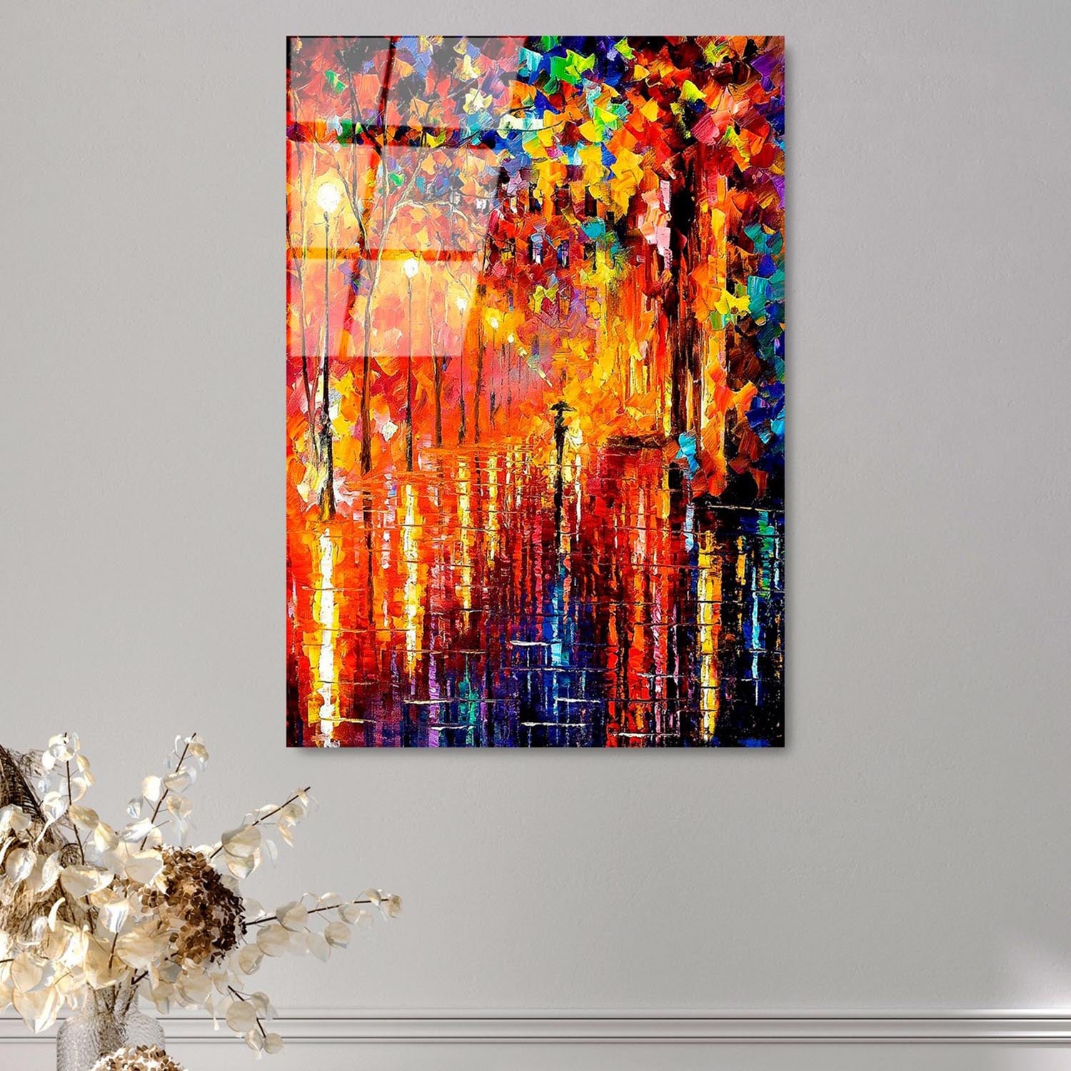 Entdecken Sie das beeindruckende UV-416 Kunstwerk von Wallity! Dieses 50 x 70 cm große, mehrfarbige Gemälde aus gehärtetem Glas verleiht jedem Raum Eleganz und Stil.