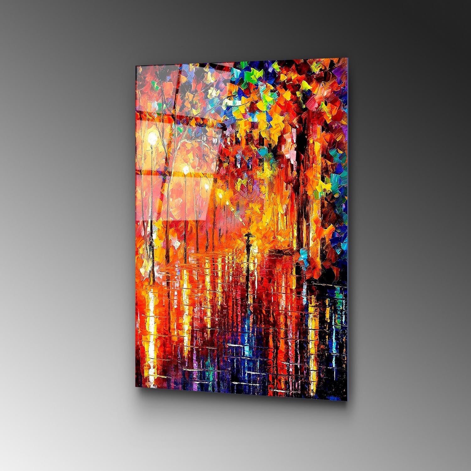 Entdecken Sie das UV-416 von Wallity: Ein 50 x 70 cm großes, mehrfarbiges Kunstwerk aus gehärtetem Glas, das jeden Raum mit lebendigen Farben und Stil bereichert.