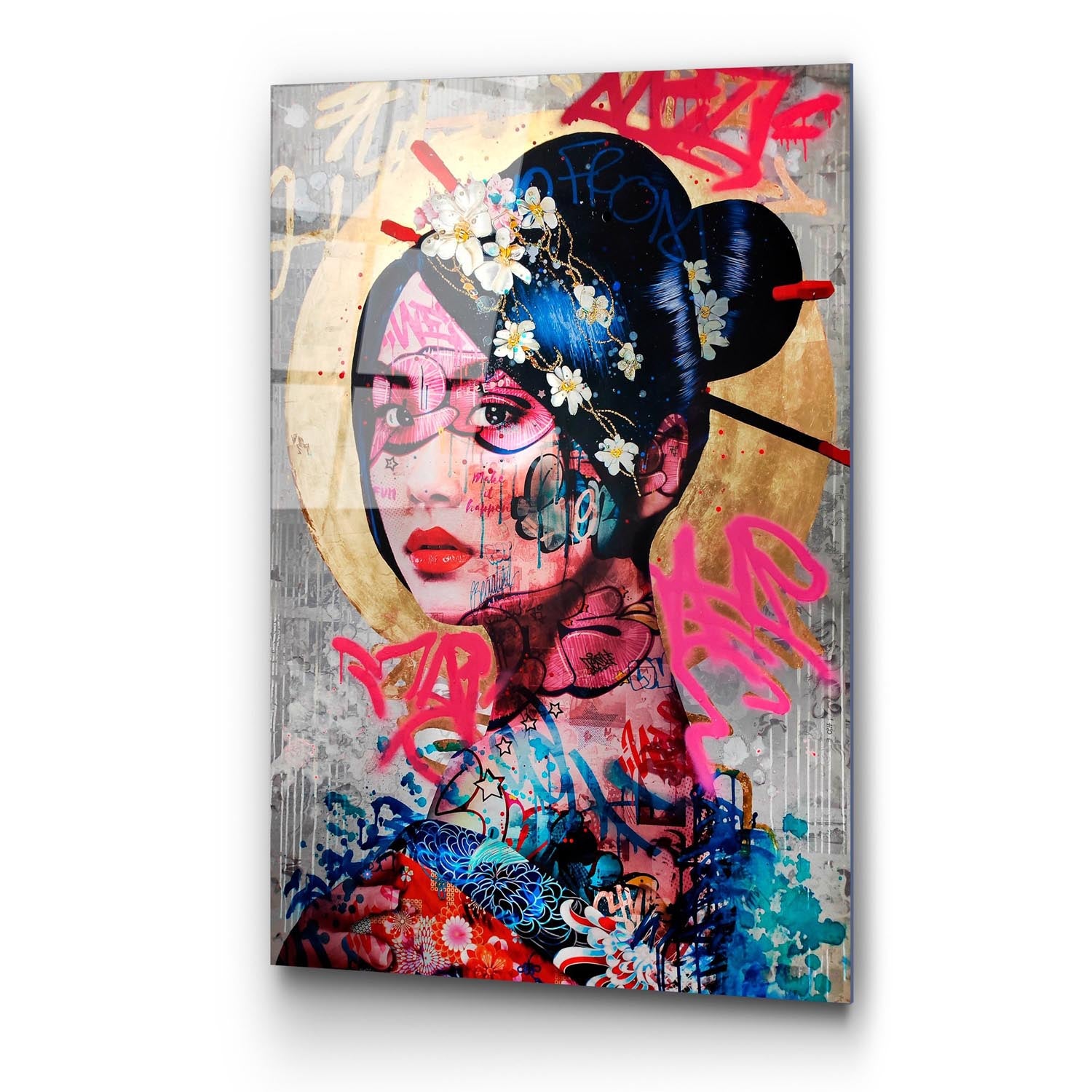 Verleihen Sie Ihrem Raum mit dem mehrfarbigen UV-Bild von Wallity einen Hauch von Eleganz! Dieses 70 x 100 cm große Hartglasgemälde ist ein echter Blickfang.