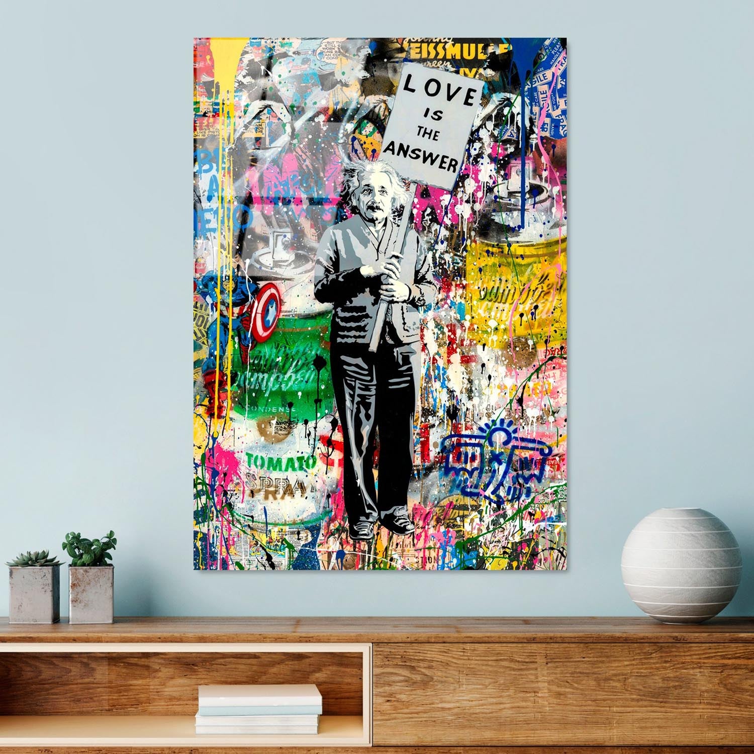 Verleihen Sie Ihrem Raum mit dem mehrfarbigen UV-Bild von Wallity einen Hauch von Kunst! Dieses 70 x 100 cm große, gehärtete Glasgemälde ist ein echter Blickfang.