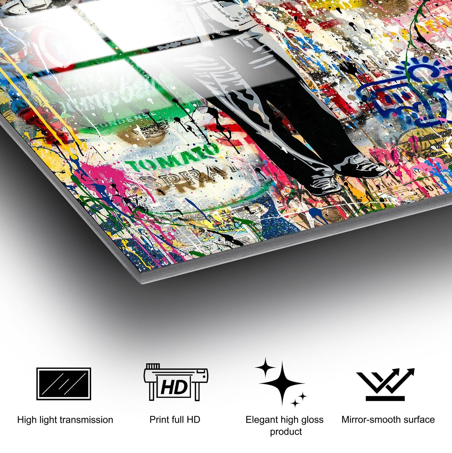 Entdecken Sie das mehrfarbige UV-Bild von Wallity! Dieses beeindruckende 70 x 100 cm große Kunstwerk aus gehärtetem Glas verwandelt jeden Raum in eine stilvolle Oase.