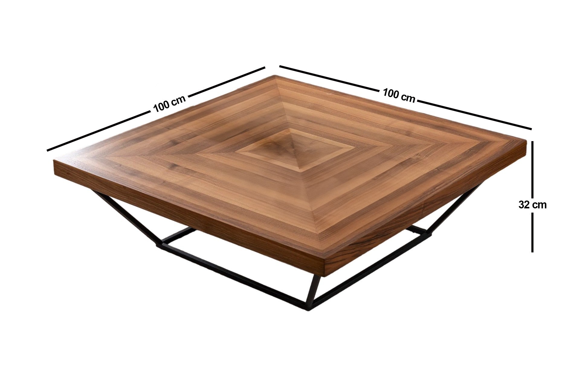 Cora Sofatisch von Hanah Home: Stilvoller Walnusstisch mit robusten Metallbeinen, ideal für ein elegantes Wohnambiente und vielseitige Nutzung.