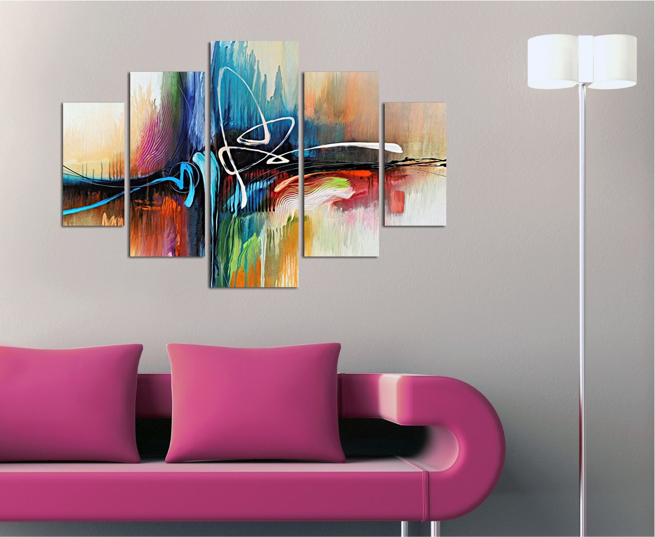 Verleihen Sie Ihrem Zuhause mit dem ST276 von Wallity einen Hauch von Eleganz. Dieses 5-teilige MDF-Gemälde begeistert mit lebendigen Farben und fesselndem Design.