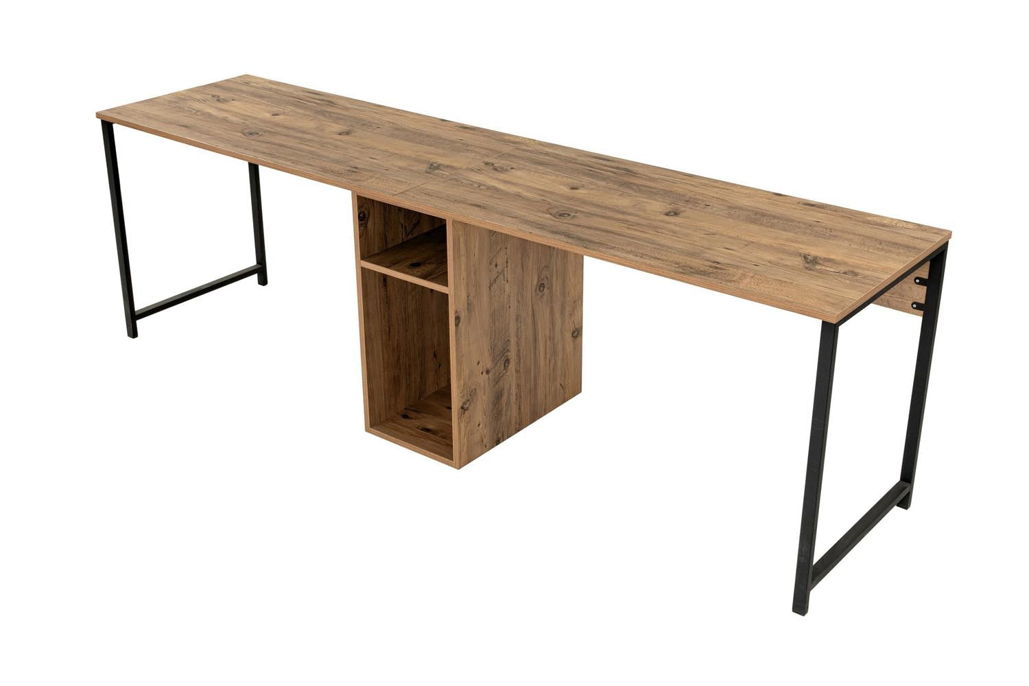 Twin Study Desk - Atlantic Pine, Black in Atlantische Kiefer Schwarz präsentiert im Onlineshop von KAQTU Design AG. Schreibtisch ist von Nordure
