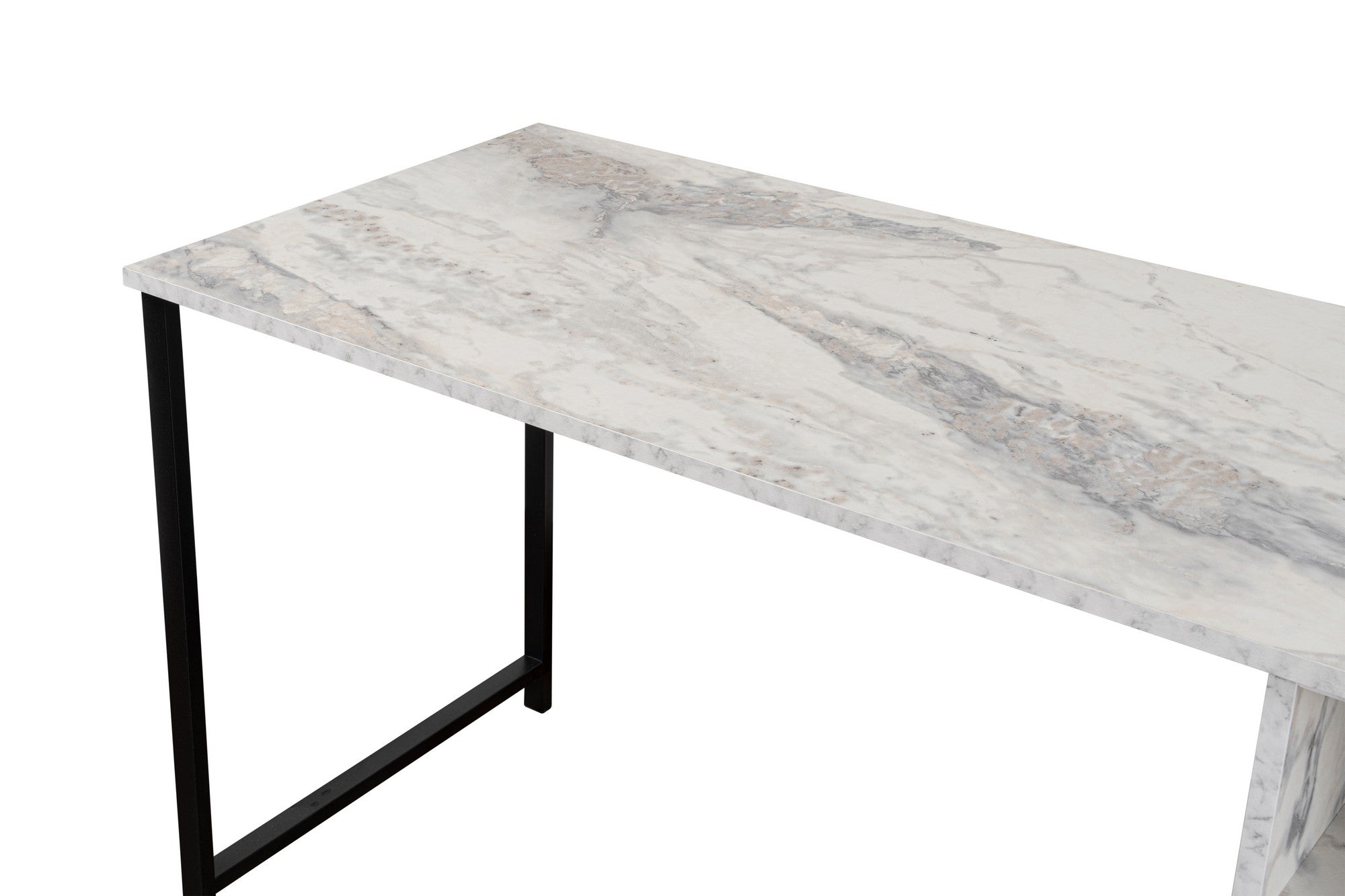 Entdecken Sie den Twin Study Desk - Freesia Marble, Black von Nordure: Ein moderner Schreibtisch, der Funktionalität und Stil vereint und Ihren Raum aufwertet.