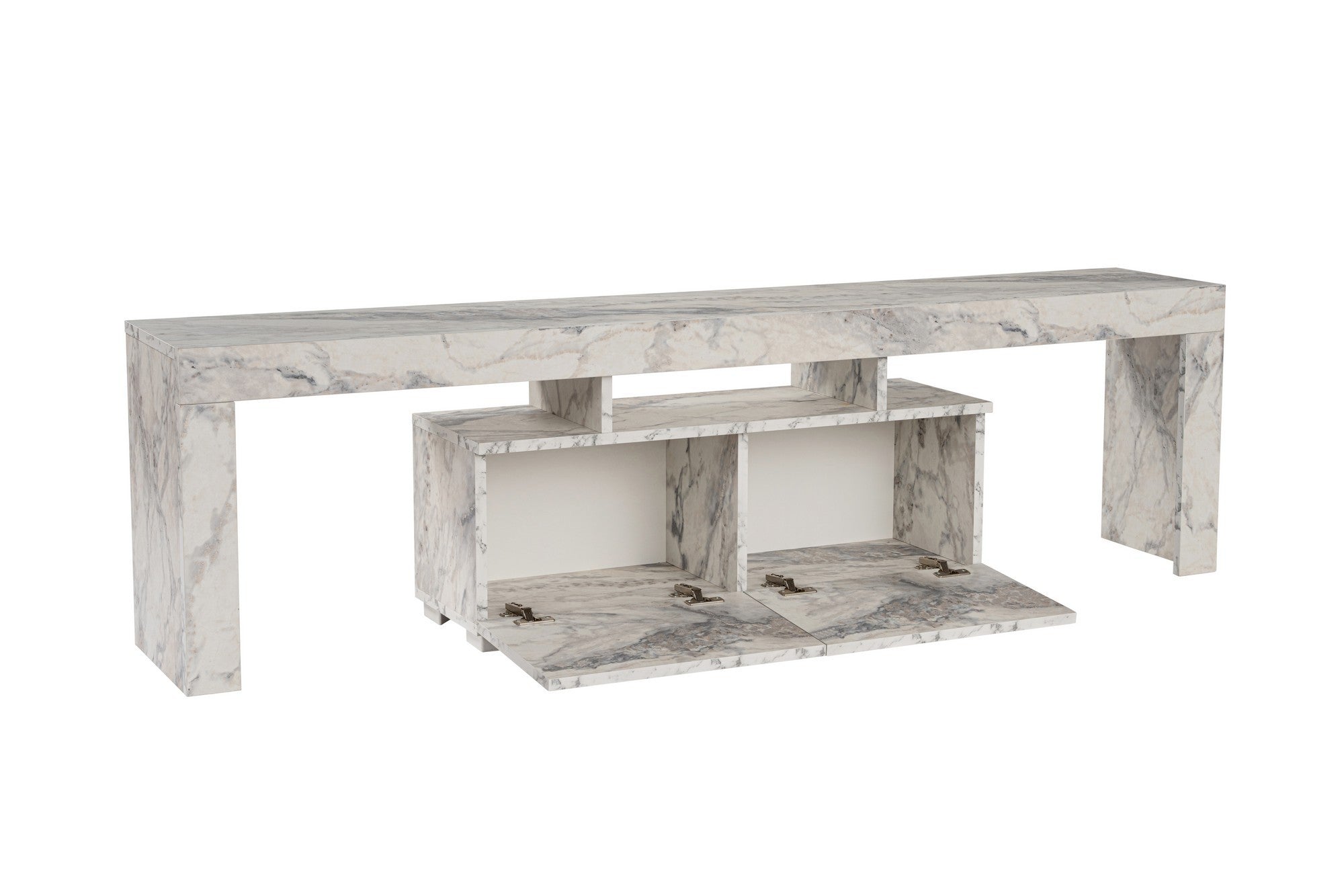 Erleben Sie das Enclave Sideboard in Freesia Marmor von Nordure – ein stilvolles Highlight für Ihr Wohnzimmer, das Eleganz und praktischen Stauraum vereint.