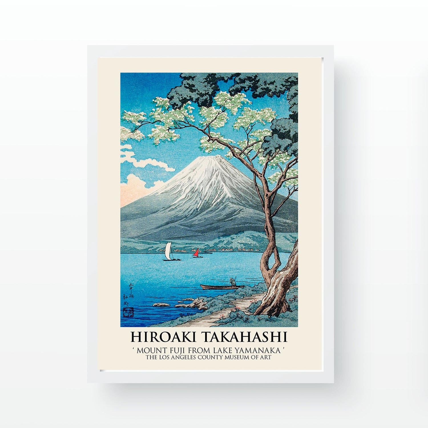 Verleihen Sie Ihrem Wohnraum mit dem gerahmten Kunstwerk "Mount Fuji vom Yamanaka-See" von Hiroaki Takahashi eine harmonische Atmosphäre. Ideal für Kunstliebhaber!