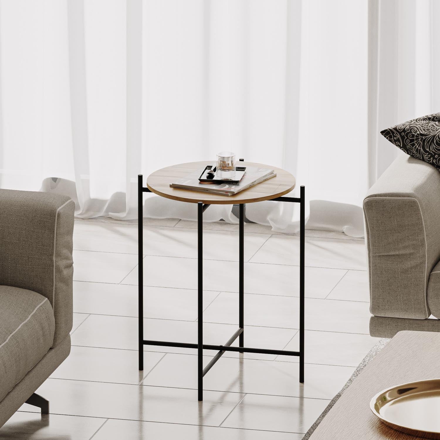 Vielseitiger SHB Sofatisch in elegantem Schwarz von Hanah Home. Hergestellt aus 100% Holz, vereint er Stil und Funktionalität für Ihr Zuhause.