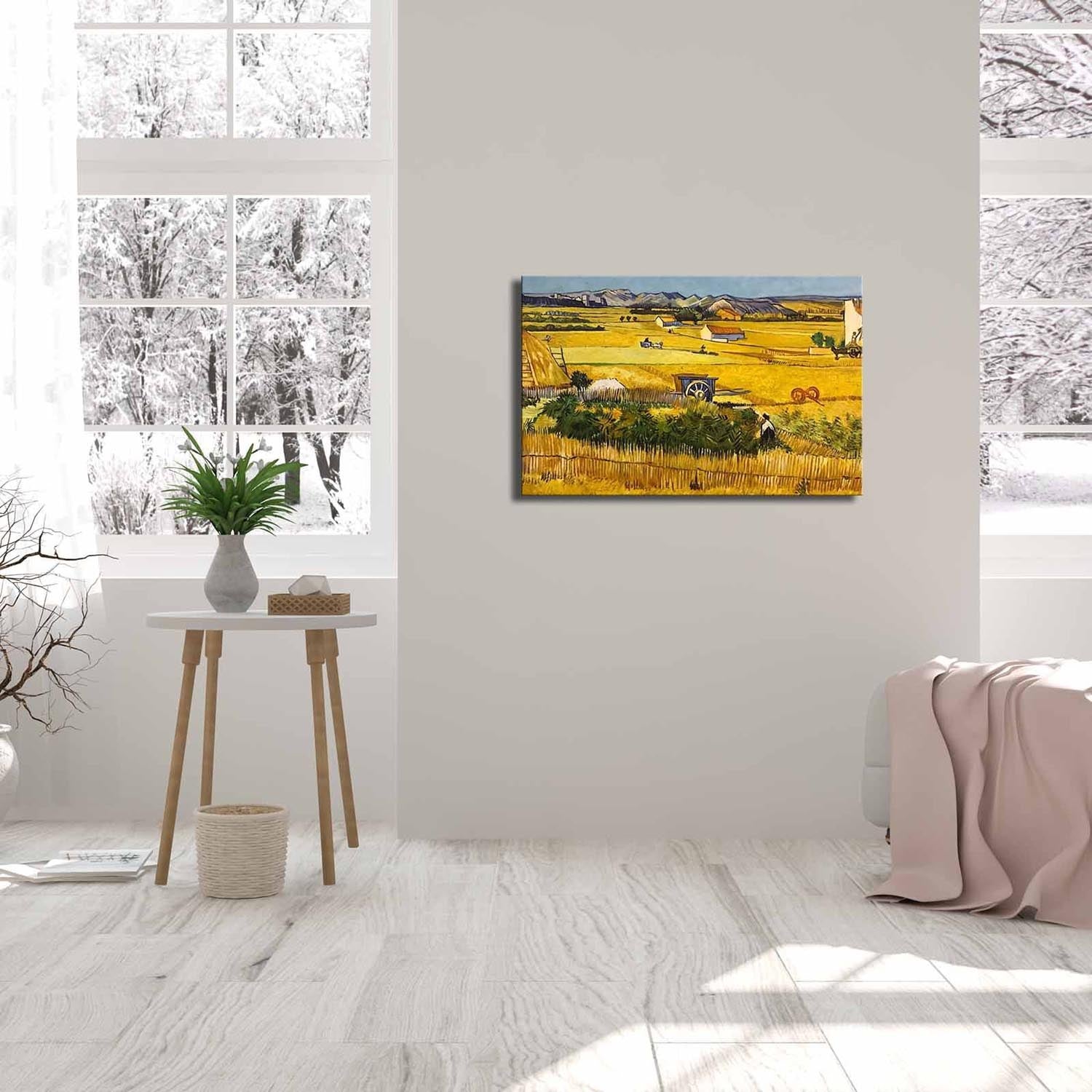 Verleihen Sie Ihrem Zuhause mit dem FAMOUSART Bild von Wallity einen Hauch von van Goghs "Die Ernte". Ein stilvolles Leinwandgemälde, das begeistert!