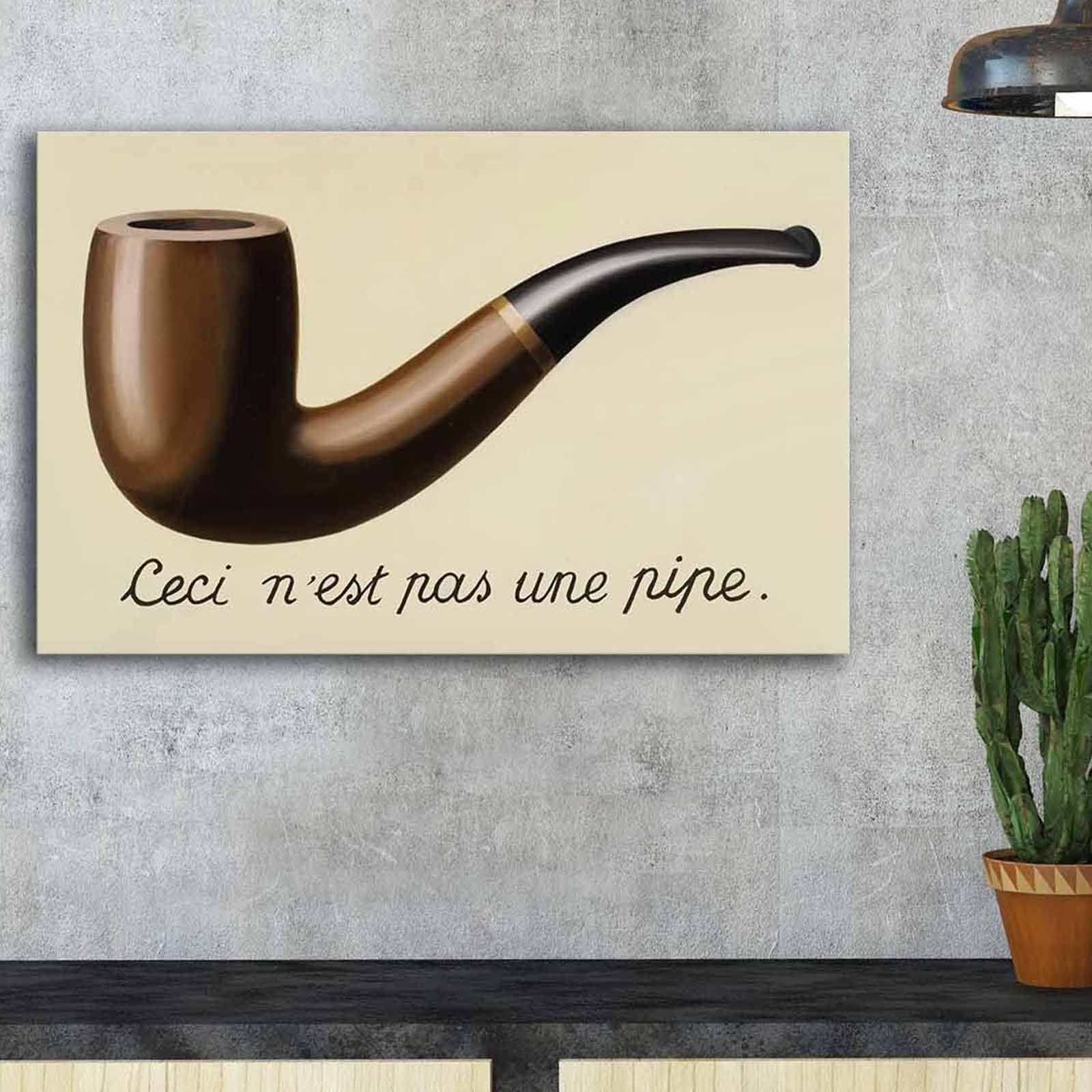 Entdecken Sie das FAMOUSART Leinwandgemälde von Wallity, inspiriert von René Magritte. Verleihen Sie Ihrem Raum mit diesem Kunstwerk eine mystische Note.