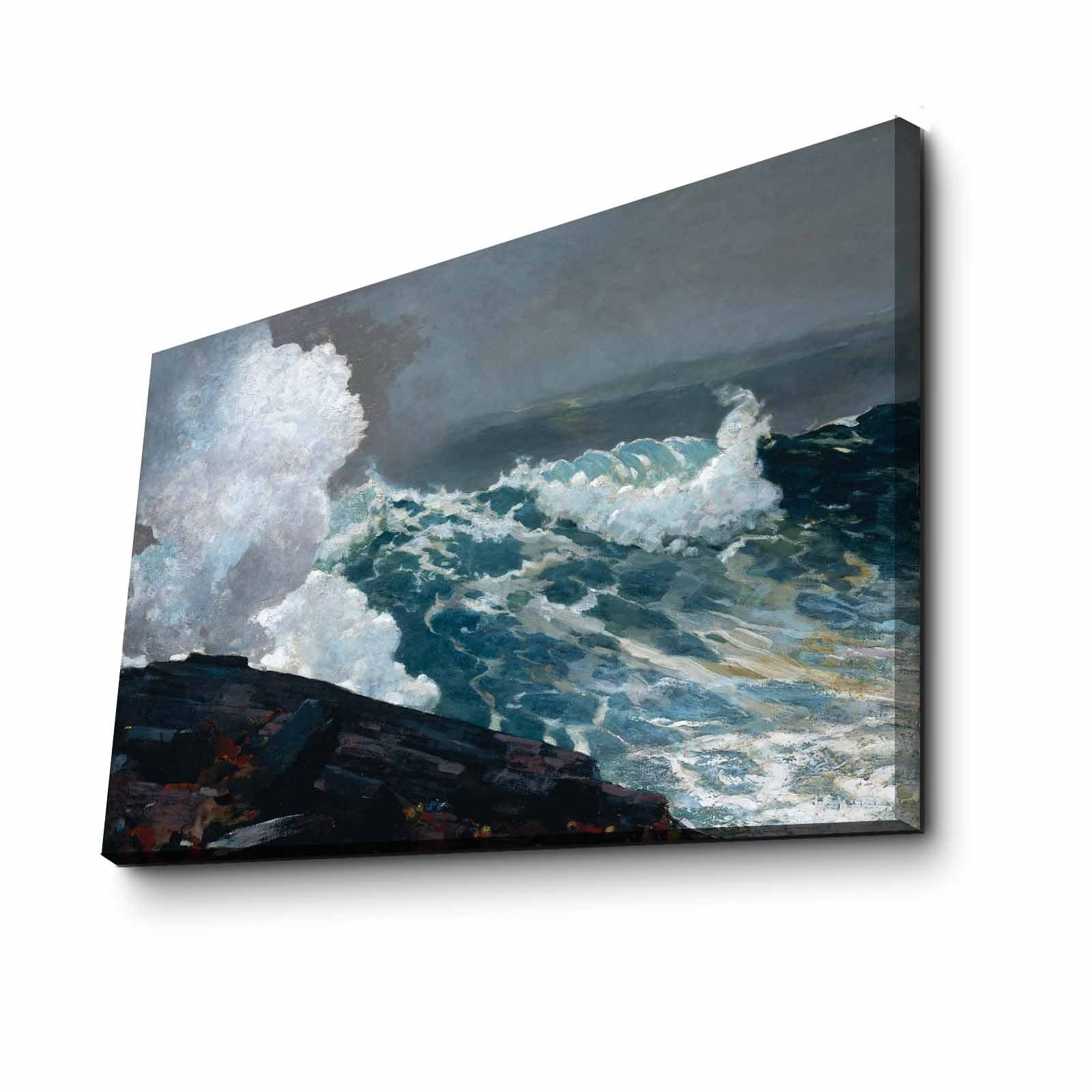Entdecken Sie die faszinierende Kunst von Thomas Moran auf luxuriöser Wildleder-Leinwand. Verleihen Sie Ihrem Raum mit diesem eleganten, mehrfarbigen Bild von Wallity einen Hauch von Stil.