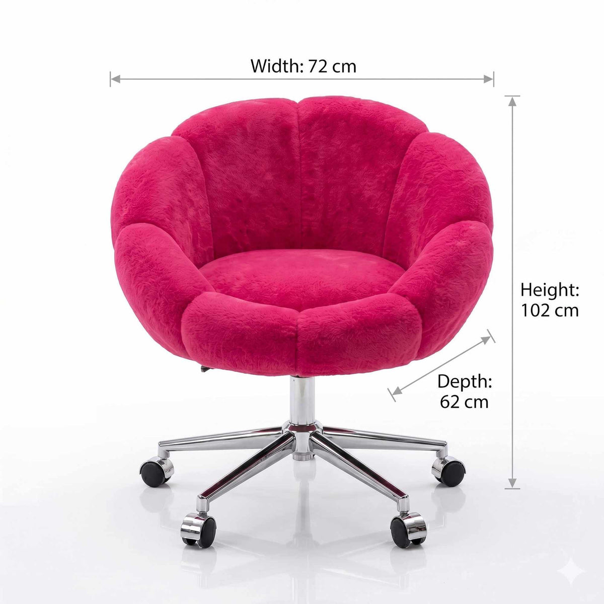 Foto eines Papatya Metall-Ohrensessels in Fuchsia von Hanah Home mit gepolstertem Wellsoft-Stoffbezug und schlanken Metallbeinen.