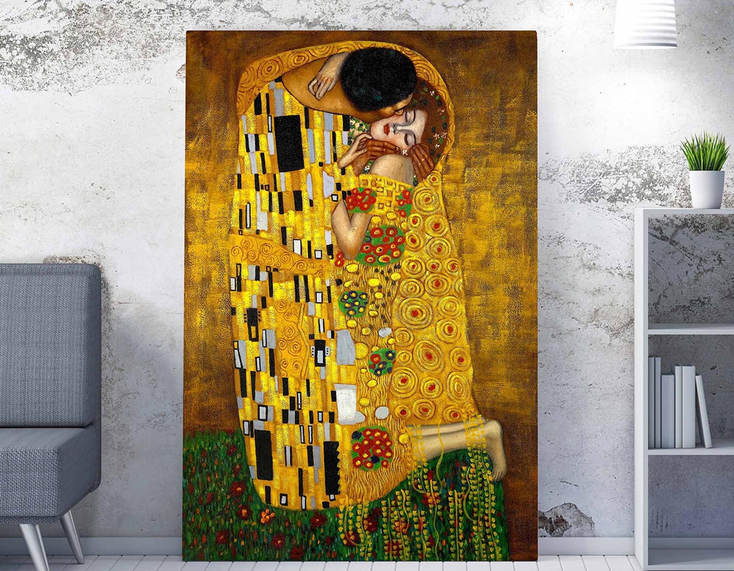 Entdecken Sie das beeindruckende WY94 (50 x 70) Leinwandbild von Wallity, inspiriert von Gustav Klimts Meisterwerken. Verleihen Sie Ihrem Raum Farbe und Eleganz!