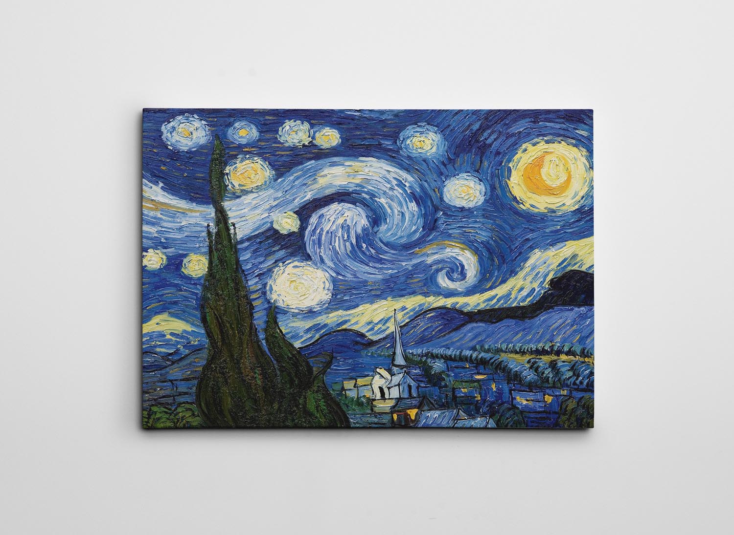 Entdecken Sie das 50 x 70 cm große, mehrfarbige Leinwandbild von Wallity, das die lebendige Kunst von Vincent van Gogh in Ihr Zuhause bringt.