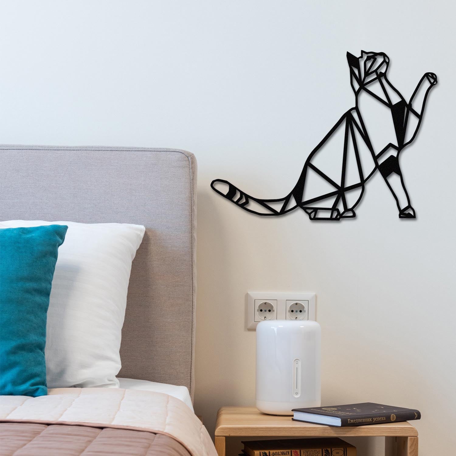 Décoration murale de décoration en métal de chat - noir