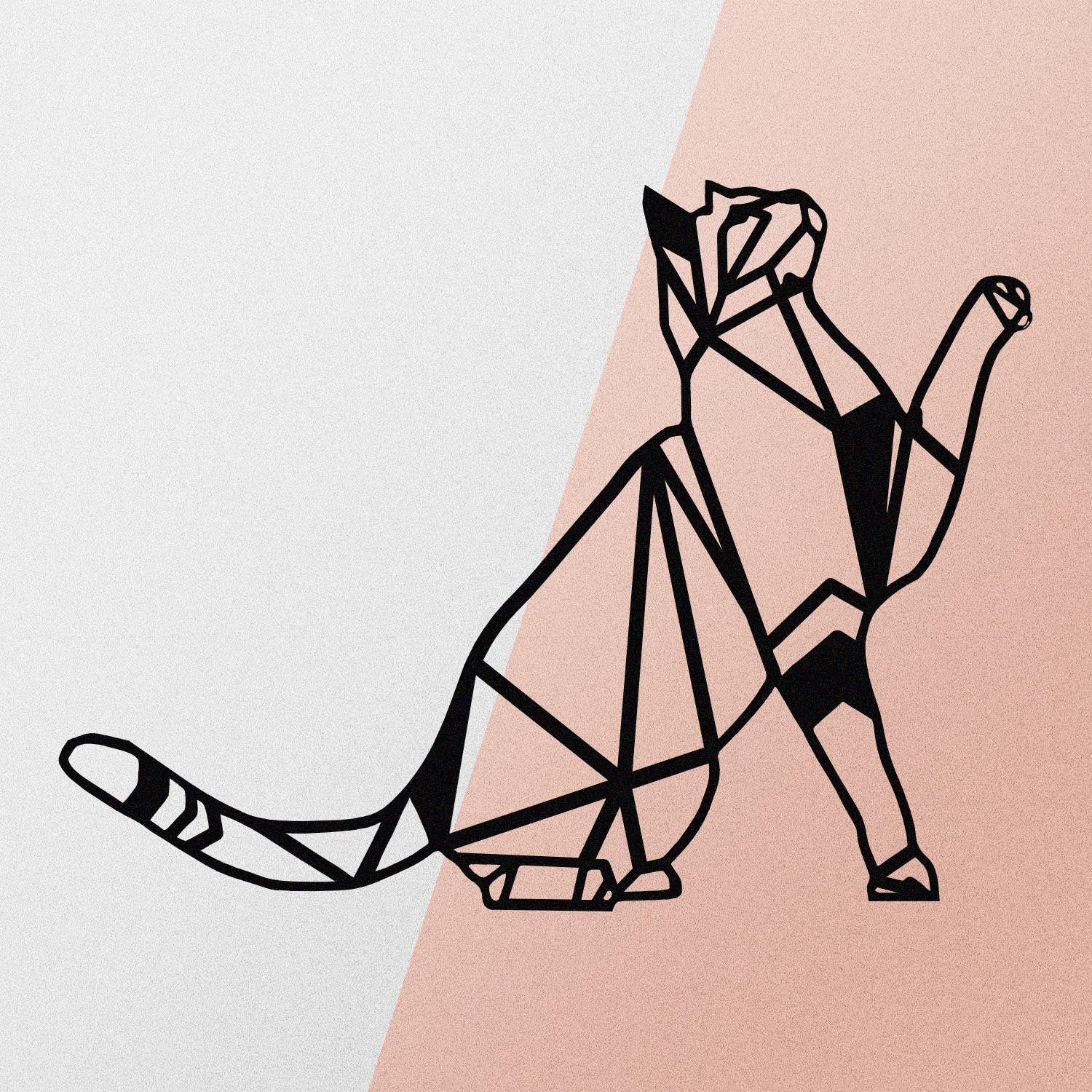 Décoration murale de décoration en métal de chat - noir