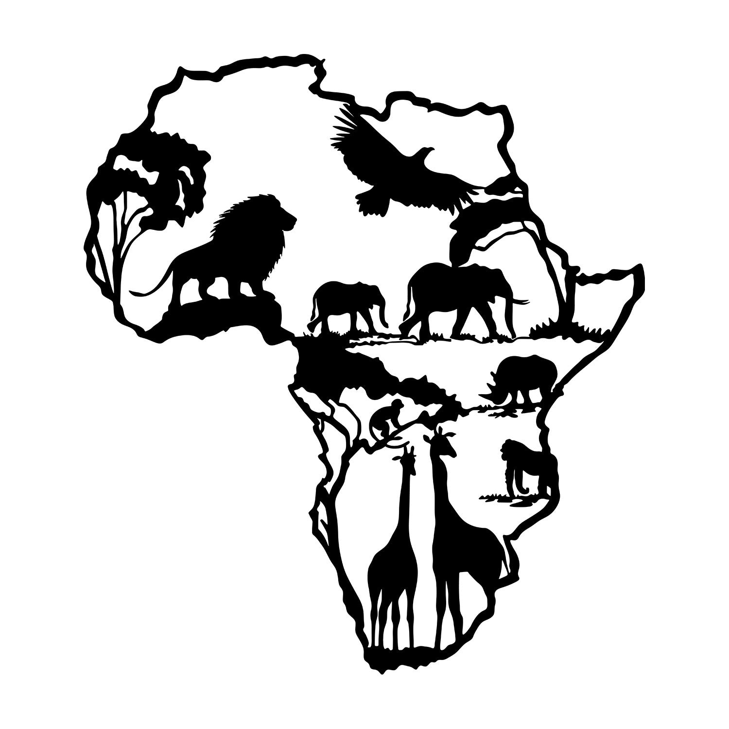 Entdecken Sie die African 2 Wanddeko von Wallity – ein elegantes, schwarzes Metallkunstwerk, das jedem Raum Stil und Raffinesse verleiht.