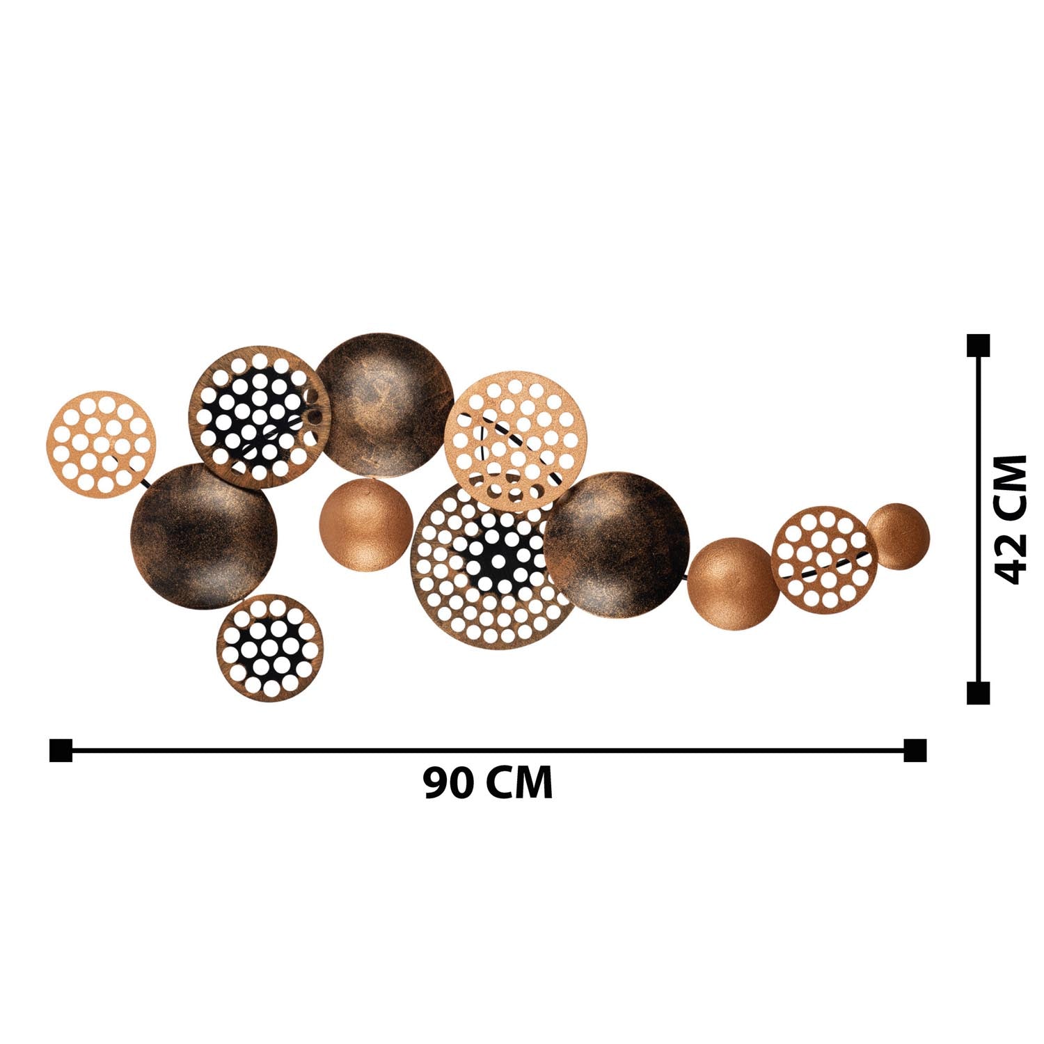 Gestalten Sie Ihre Wände mit der mehrfarbigen Bronte Wanddeko von Wallity neu. Dieses stilvolle Metallkunstwerk vereint Eleganz und Langlebigkeit.