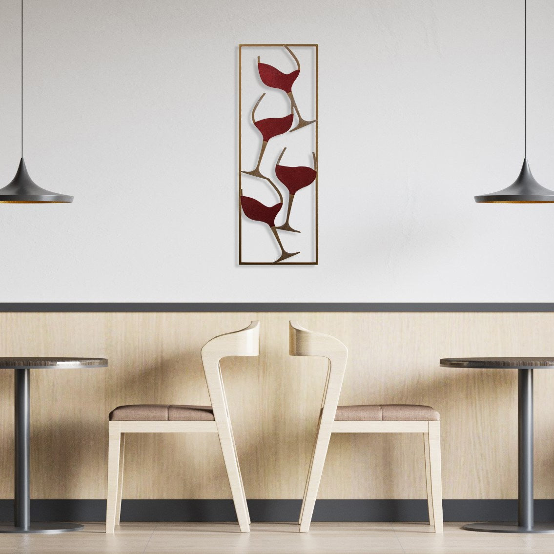 Verleihen Sie Ihrem Zuhause mit der mehrfarbigen Wanddeko "Wine - 2" von Wallity einen Hauch von Raffinesse. Hochwertiges Metall, elegantes Design!