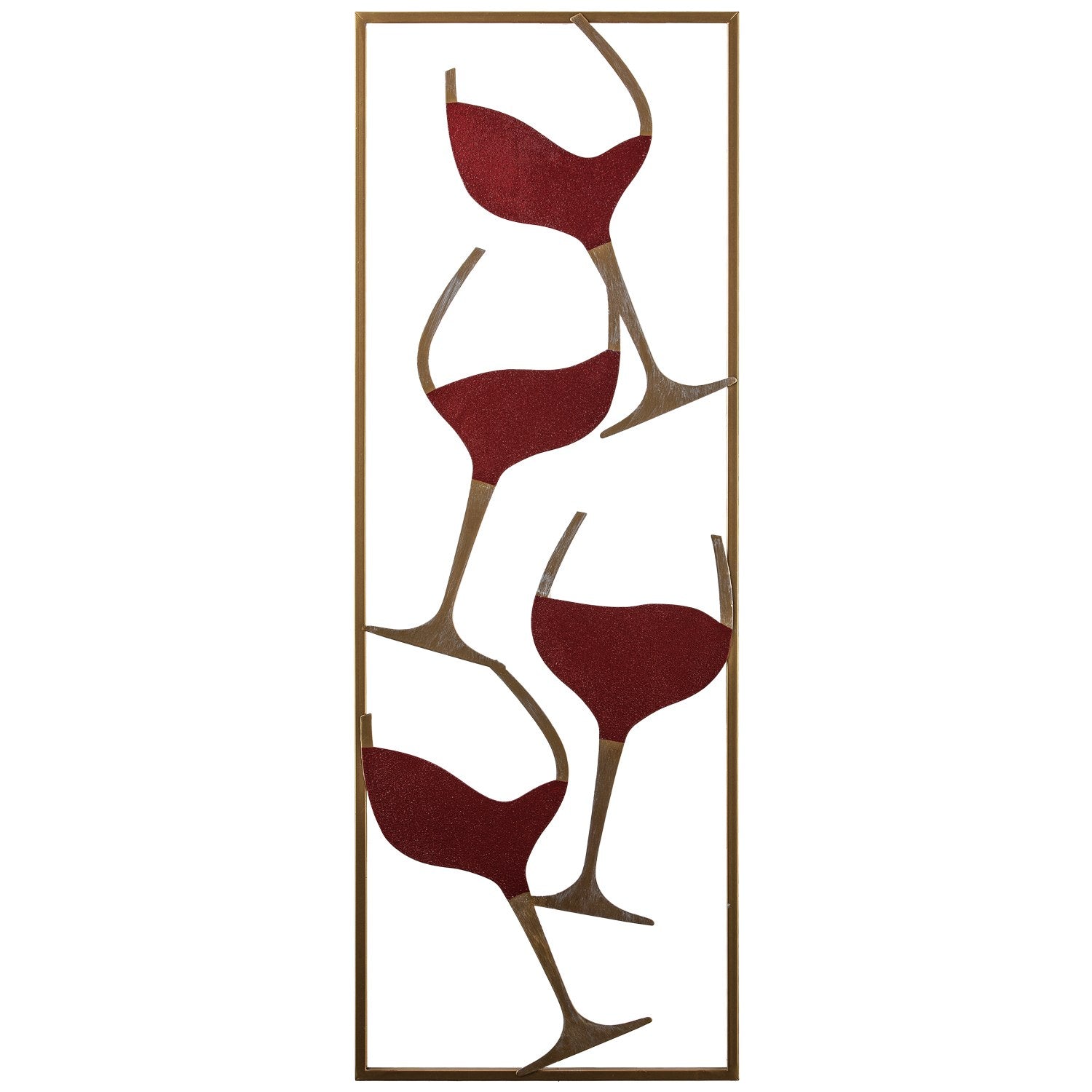 Gestalten Sie Ihr Zuhause mit der mehrfarbigen Wanddeko "Wine - 2" von Wallity neu. Elegantes Metall-Design für stilvolle Akzente!