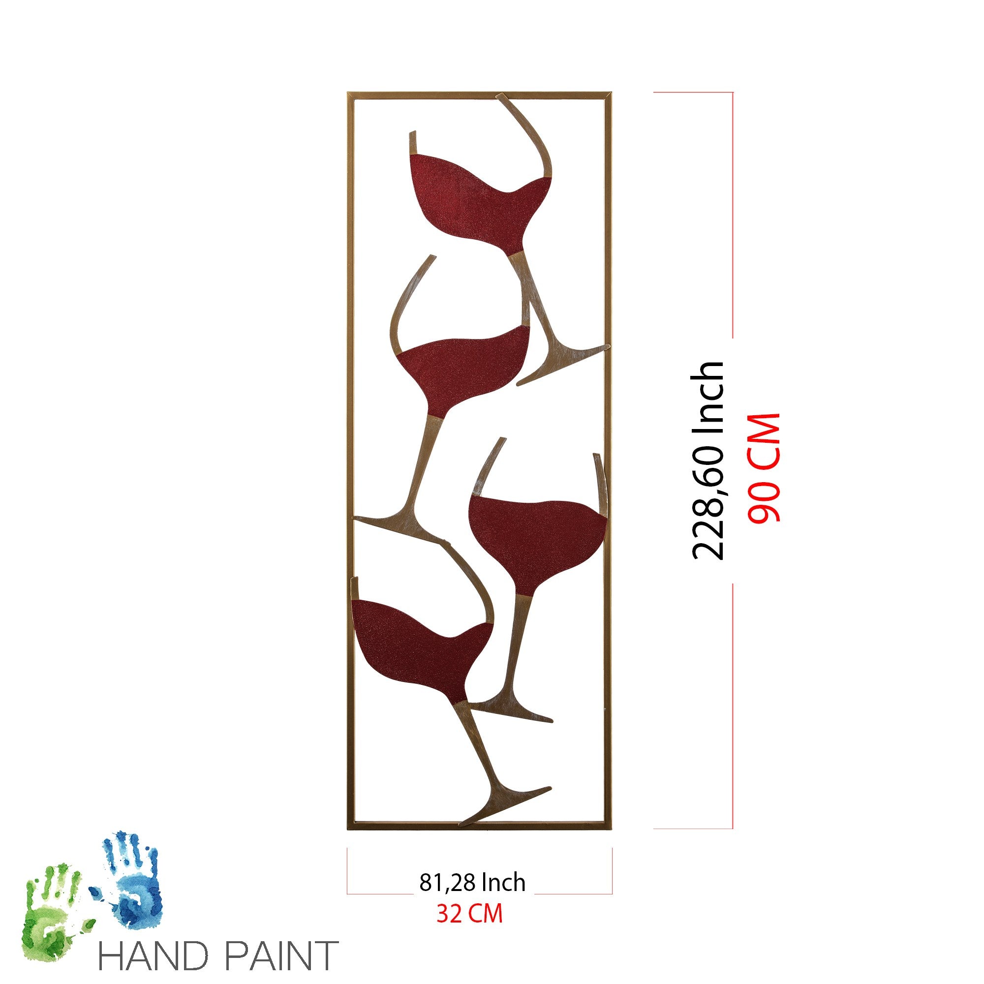 Verleihen Sie Ihrem Raum mit der mehrfarbigen Wanddeko "Wine - 2" von Wallity einen Hauch von Eleganz. Hochwertiges Metall-Accessoire für kreative Gestaltung!