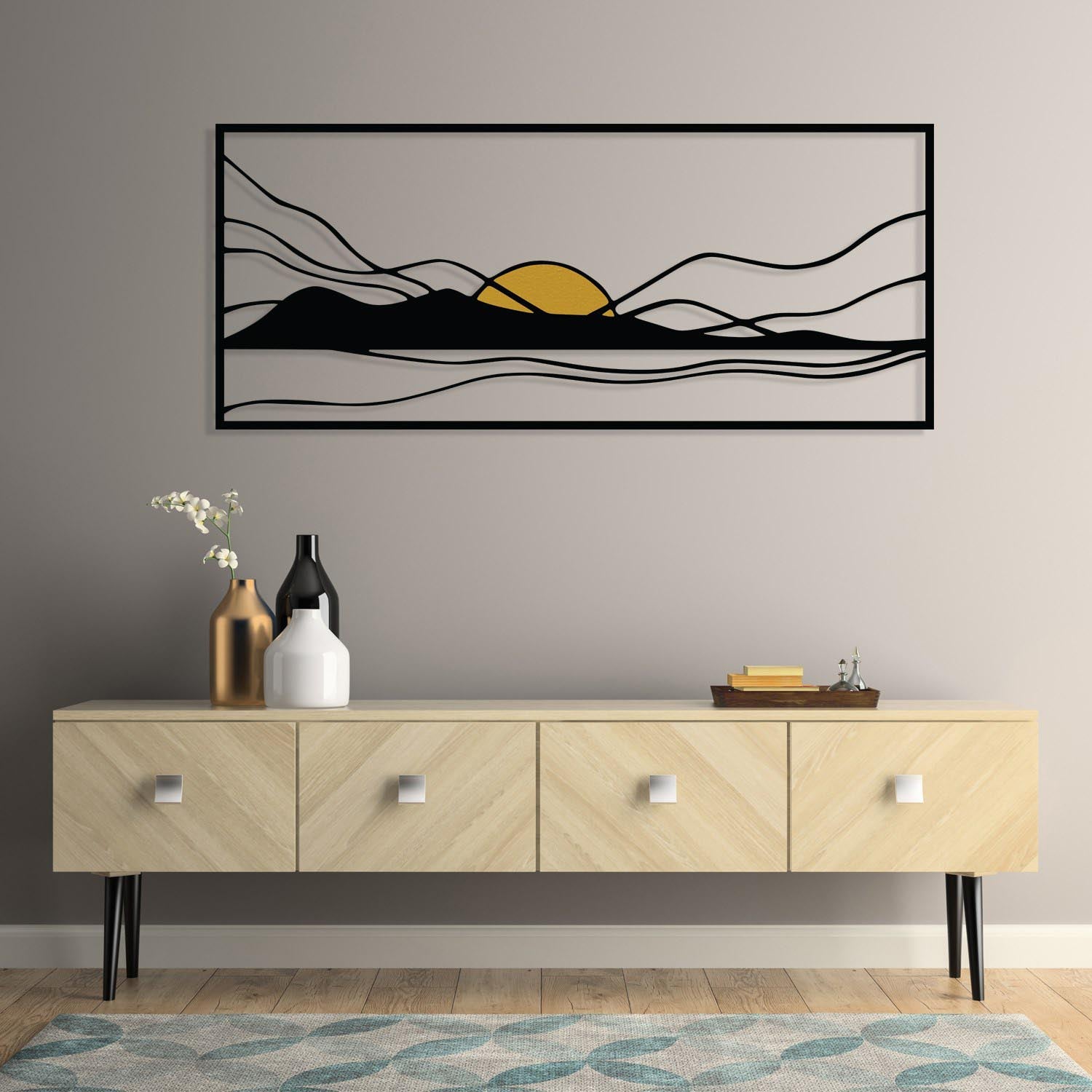 Gestalten Sie Ihre Wände neu mit der Cerro Wanddeko von Wallity. Dieses stilvolle, mehrfarbige Metallstück bringt Eleganz und Kreativität in jeden Raum!