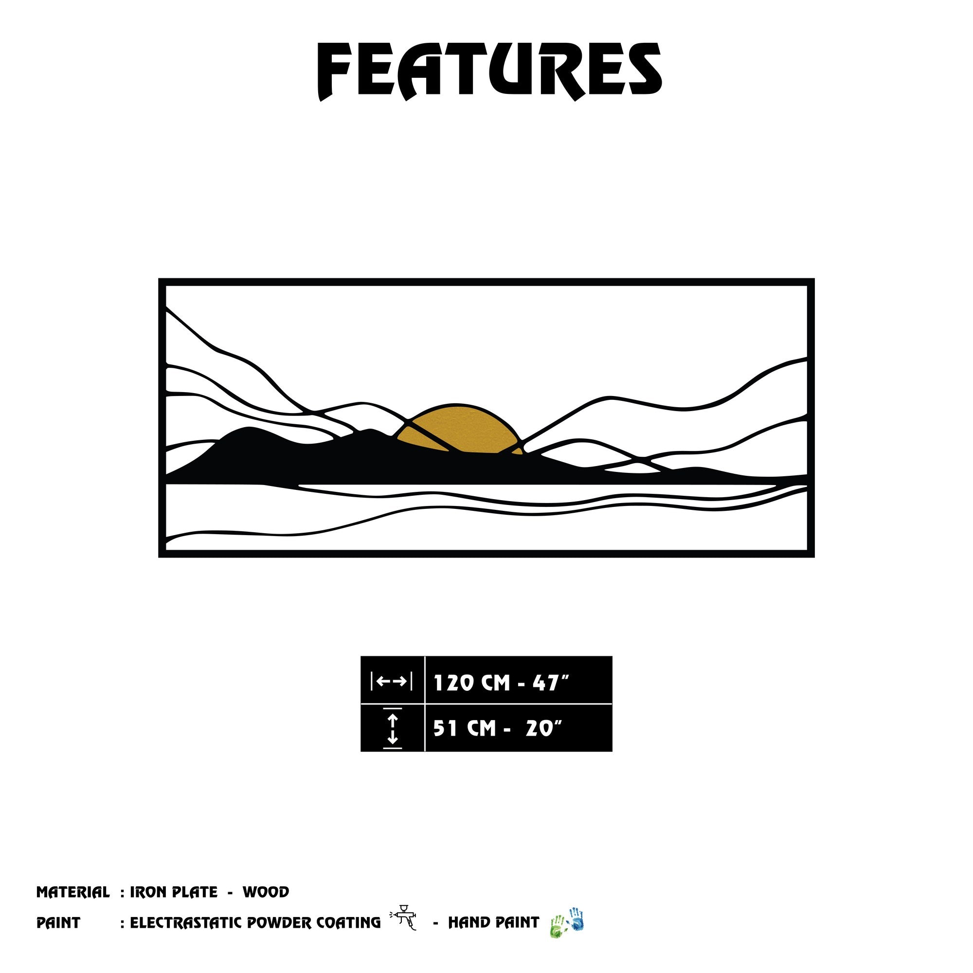 Verleihen Sie Ihrem Zuhause mit der Cerro Wanddeko von Wallity einen Hauch von Eleganz. Dieses mehrfarbige Metall-Accessoire ist ein echter Blickfang!