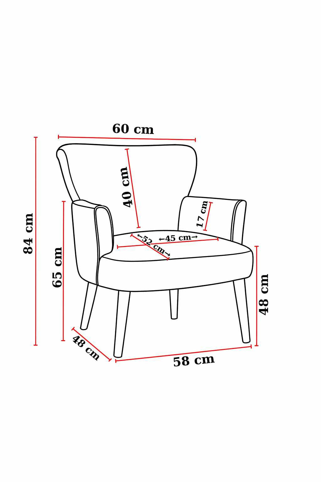 Schwarzes Ohrensessel-Hocker-Set aus PU-Leder mit Buchenholzbeinen, bestehend aus zwei Sesseln und einem runden Hocker.