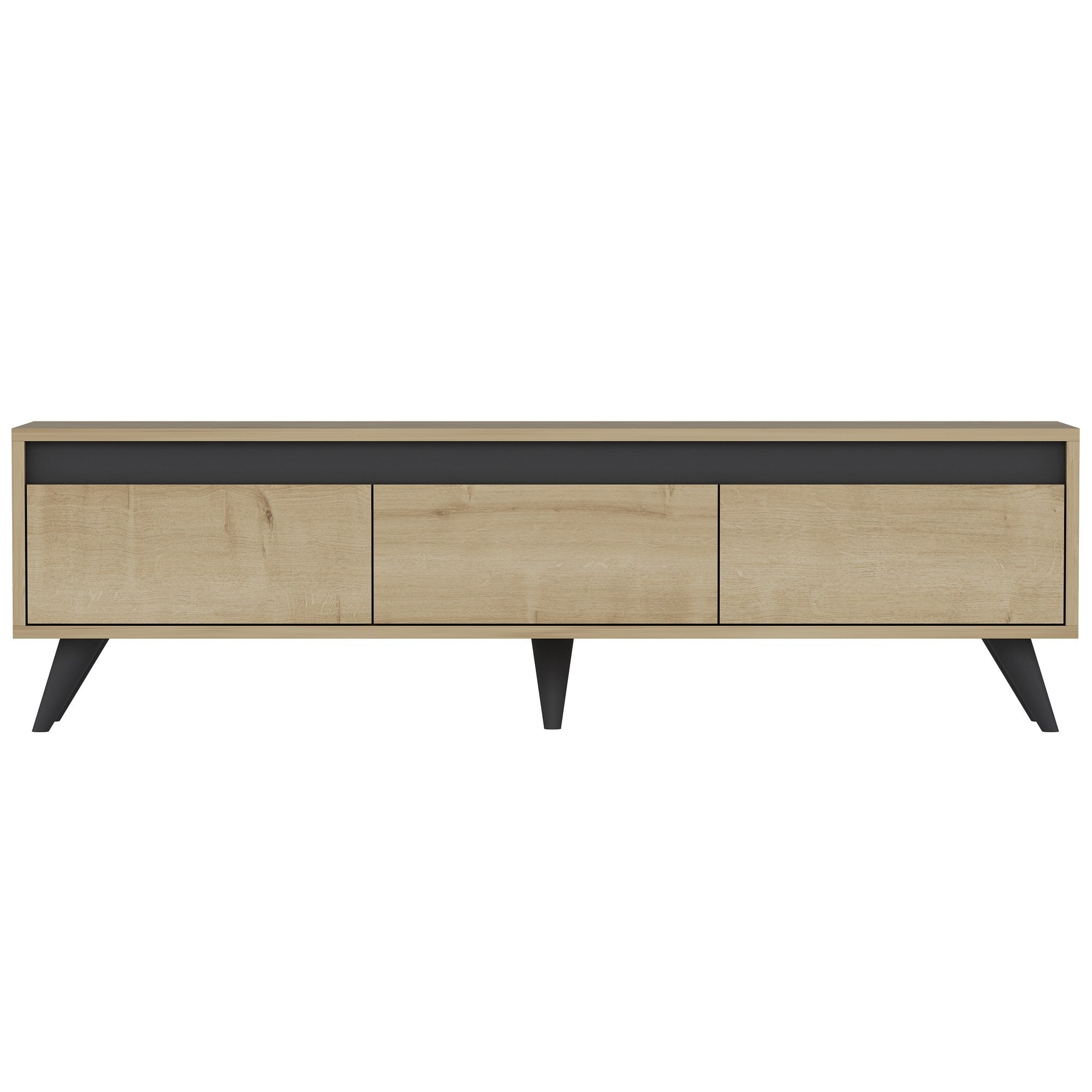 Erleben Sie das Century Sideboard aus Saphir-Eiche von Hanah Home – ein modernes Design, das Stil und praktischen Stauraum für Ihr Wohnzimmer bietet!