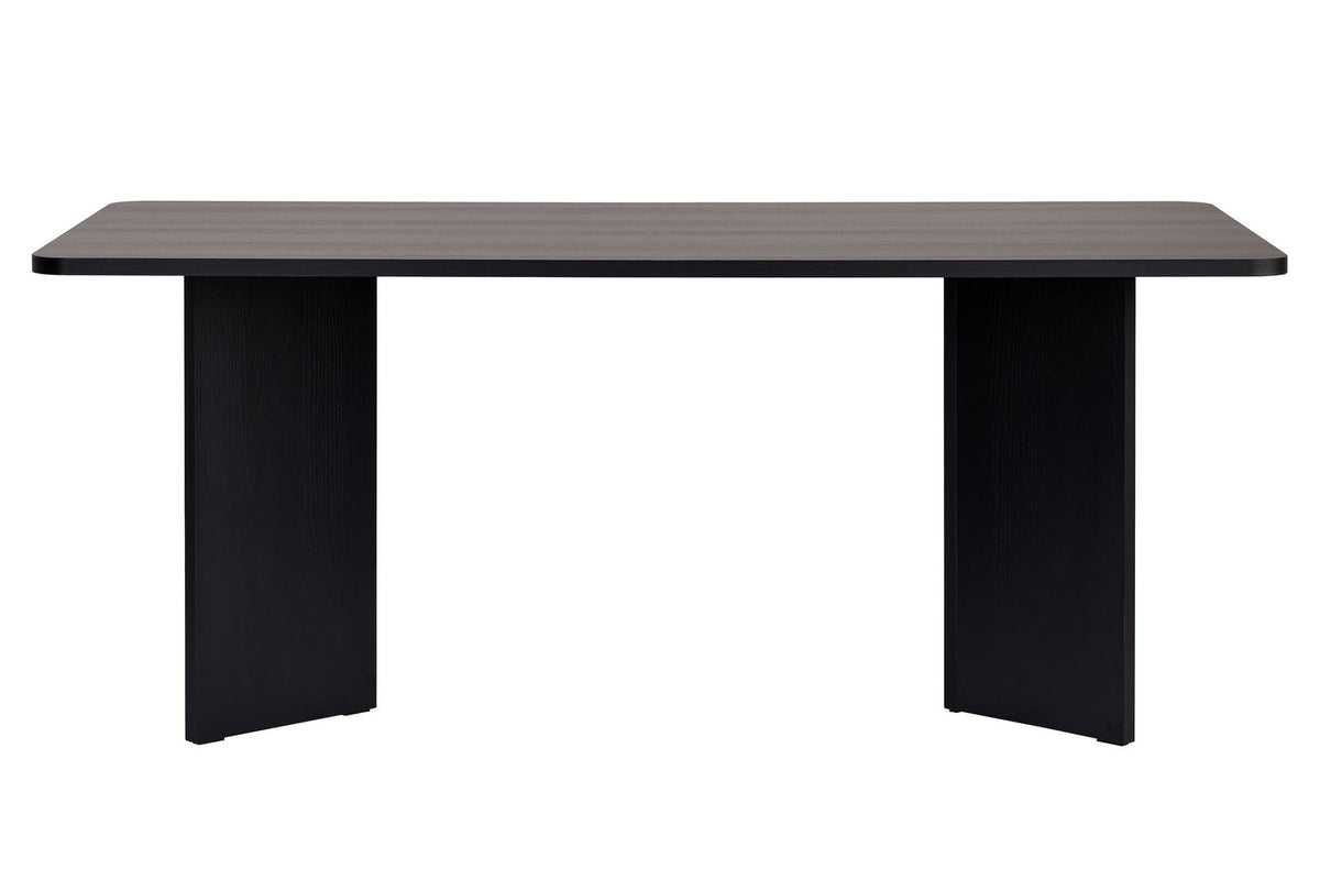 Rechteckiger Esstisch Linza in Holz Schwarz aus melaminbeschichteter Spanplatte, Masse 180x90x75 cm, Hersteller Nordure.