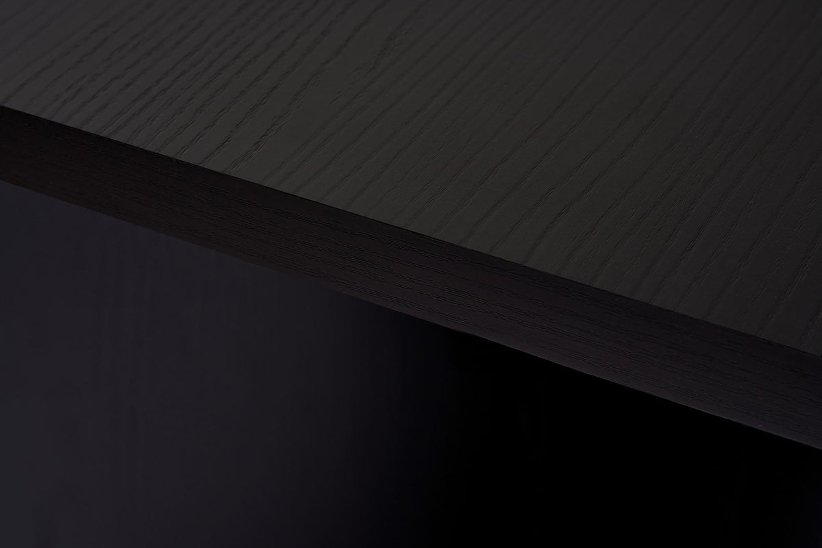 Rechteckiger Esstisch Linza in Holz Schwarz aus melaminbeschichteter Spanplatte, Masse 180x90x75 cm, Hersteller Nordure.