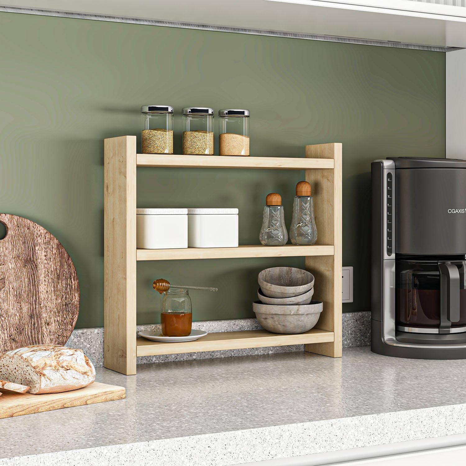 Entdecken Sie das Cosmic Wandregal in Saphir von Hanah Home – stilvolle Aufbewahrung für Ihre Küche, die Ordnung und Eleganz vereint.