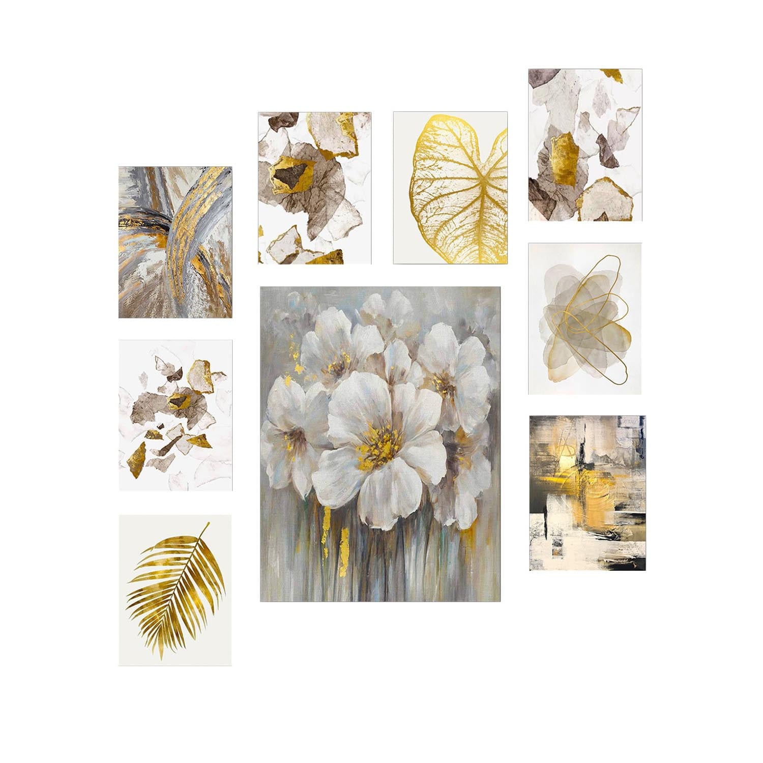 Entdecken Sie die faszinierende Vielfalt des 9-teiligen MDF-Malerei-Sets von Wallity. Jedes Stück vereint Eleganz und künstlerische Mystik für Ihr Zuhause.